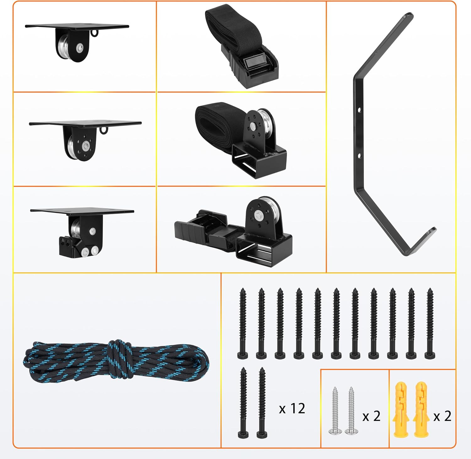 Hikeen Kayak Hoist for Garage Ceiling, Heavy Duty Kayak Pulley System, Hold