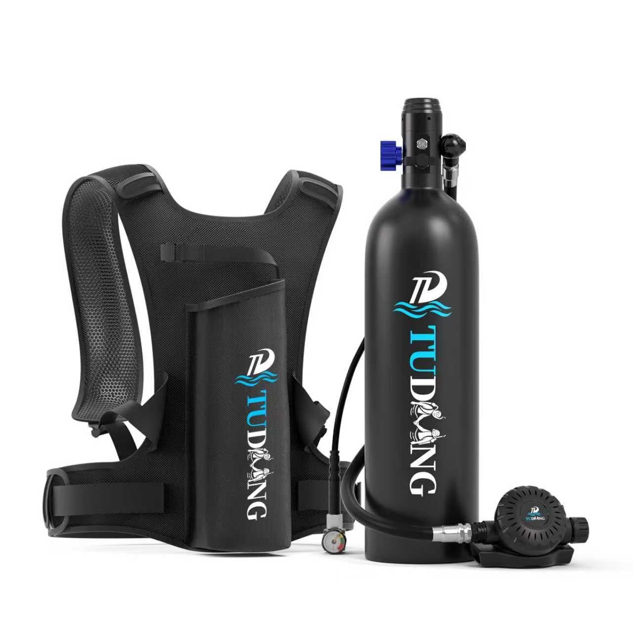 TUDIVING Mini Scuba Tank, 1.9L Portable Lung Tank for Underwater Breathing, S…