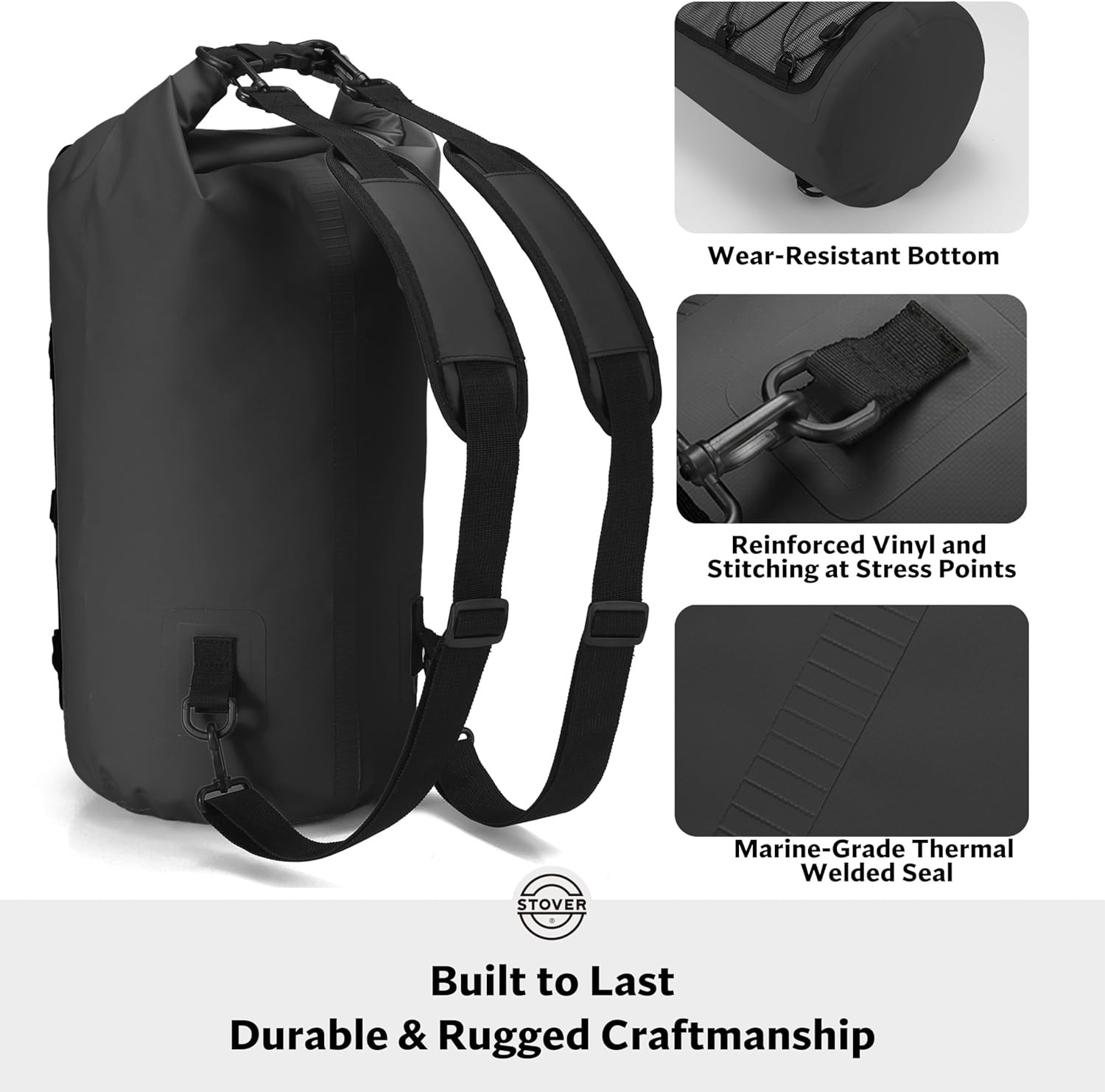 5/10/25/30/40/55L Waterproof Dry Bag- Roll-Top Backpack w/Phone Case- Kayakin…