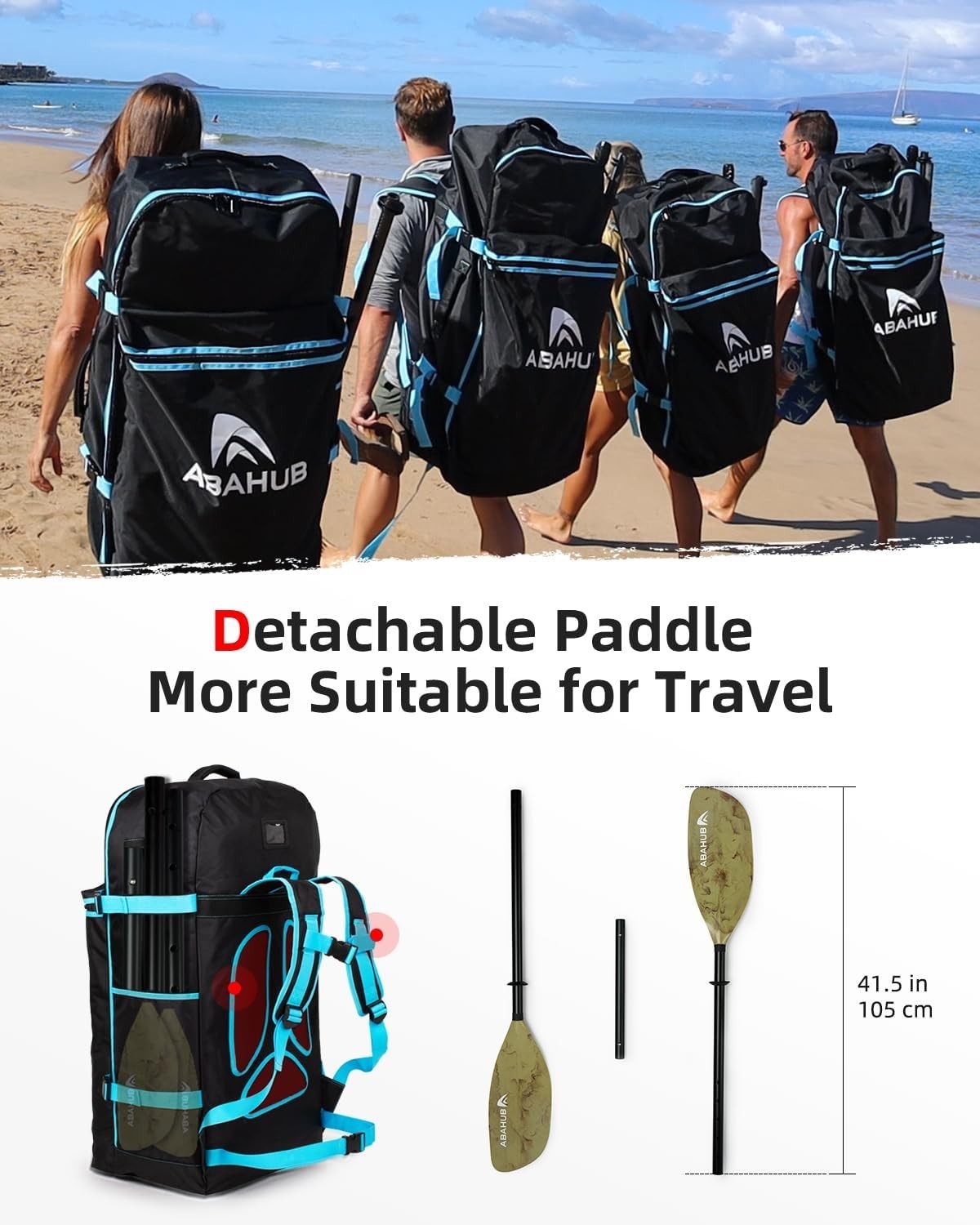 Abahub 210-230cm/230-250cm Adjustable Kayak Paddle for Kayaking Oars,Feathered B