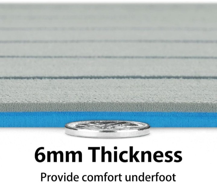 6mm EVA Foam Boat Flooring Sheet Faux Decking Mat Gray Blue Self Adhesive 94″
