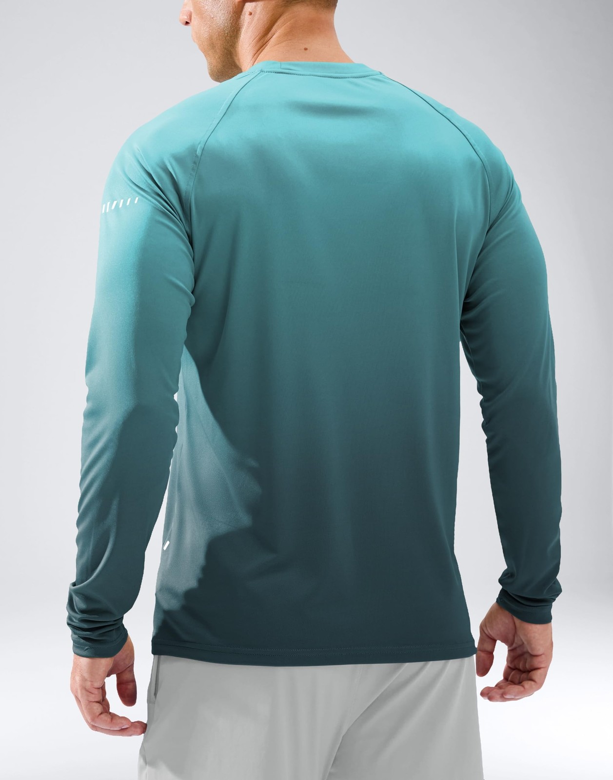 Men’s Sun Protection Long Sleeve Shirts UPF 50+ Gradient Green Grey X-Large