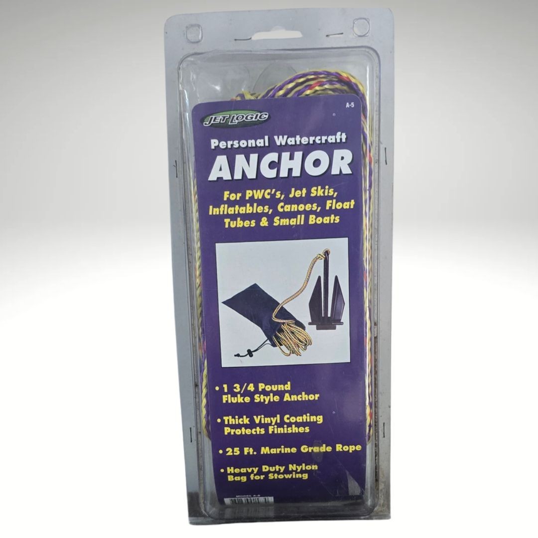 Jet Logic PWC Anchor Kit 1.75 lb Fluke 25ft Rope Jet Ski Canoe Boat