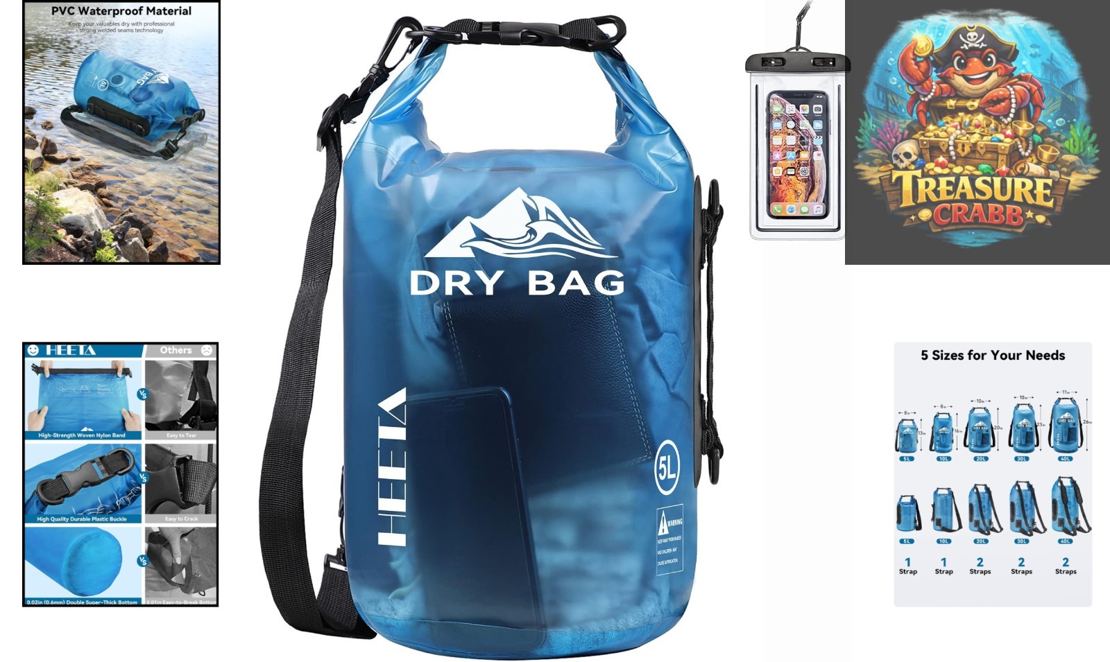 Durable 5L Waterproof Dry Bag with Adjustable Strap – Ideal for Daily Adventures