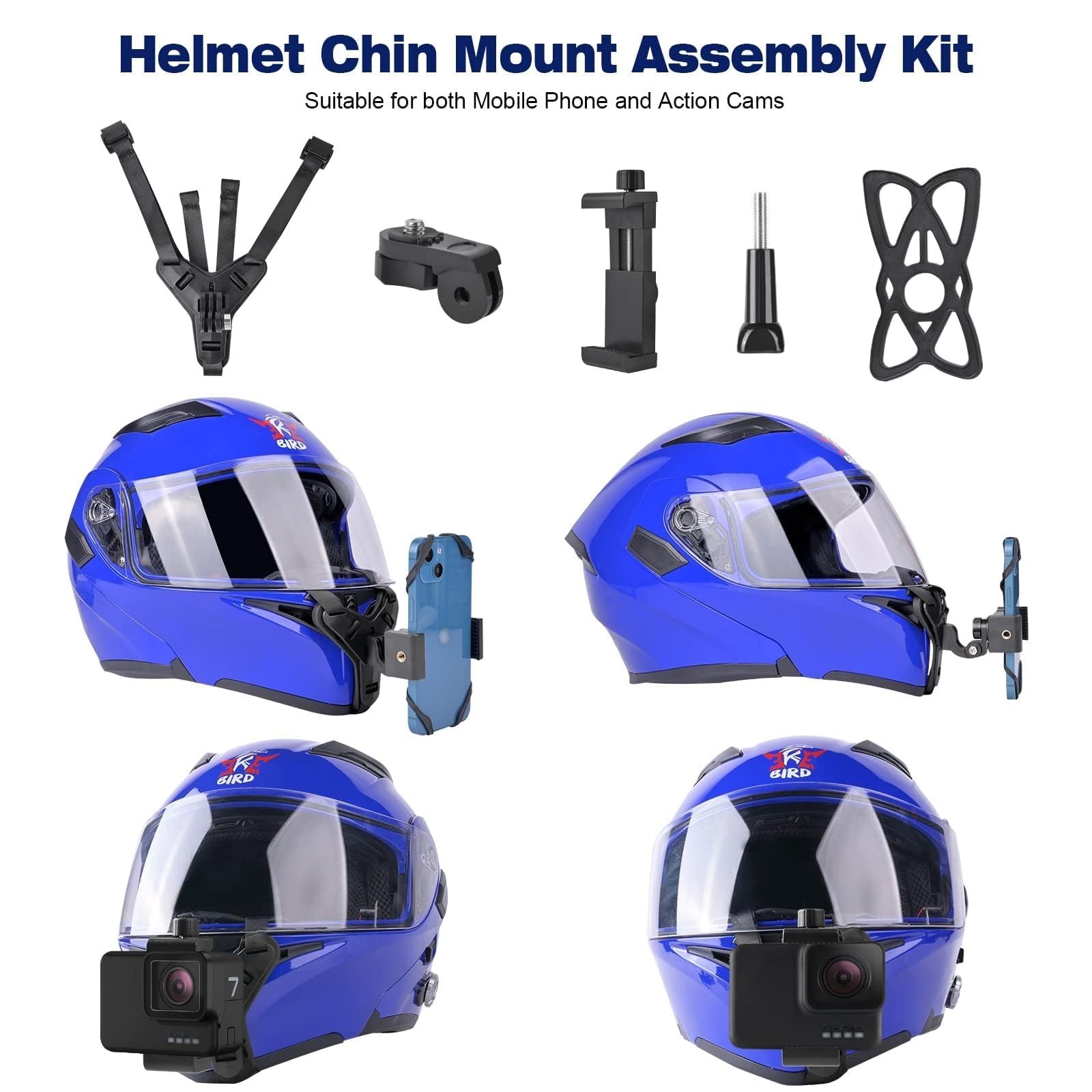 OctinPris Motorcycle Helmet Chin Fits mobile phones under 7 inches, Black
