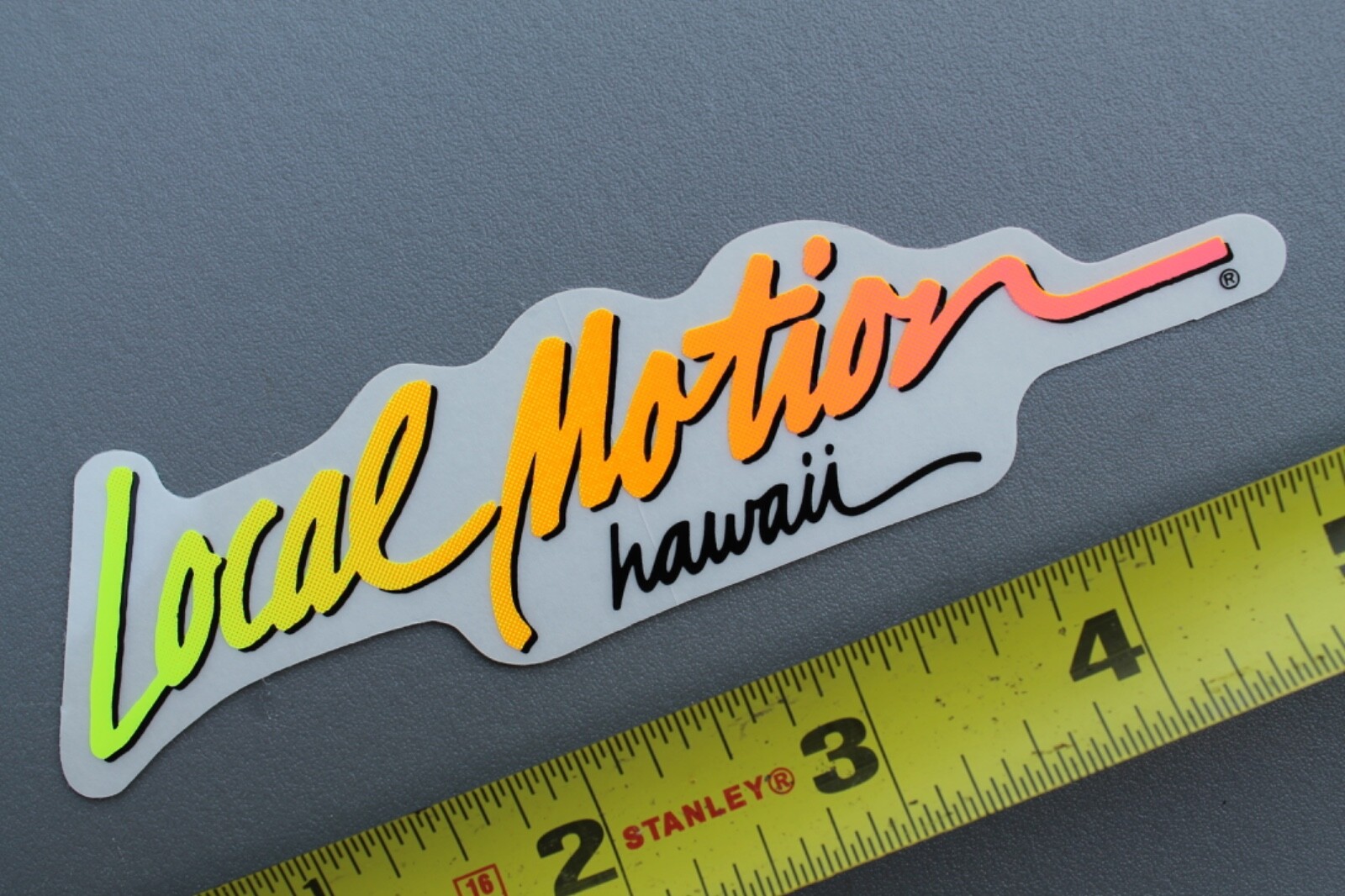 LOCAL MOTION Hawaii Surfboard Neon Orange Fade 80’s LM1A Vintage Surfing STICKER