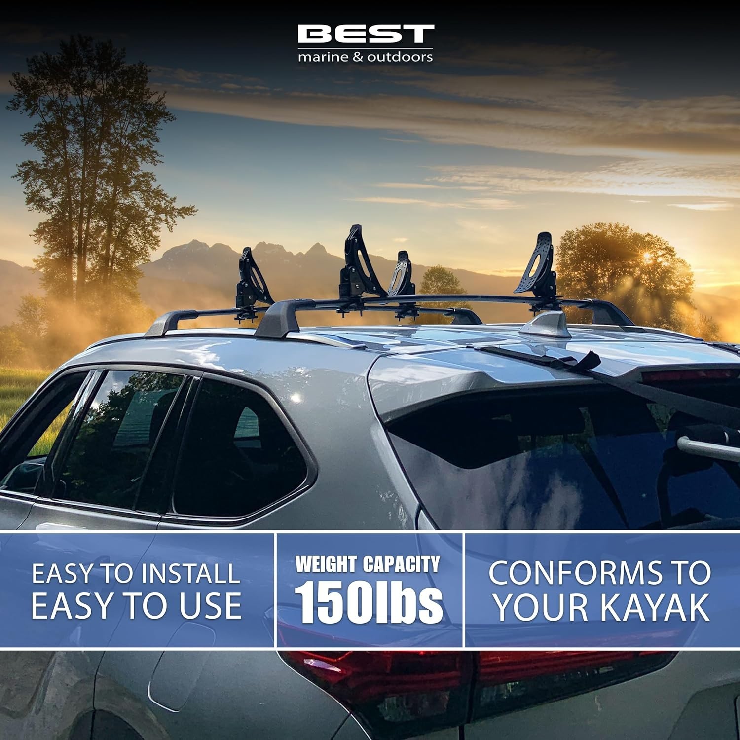 Universal Kayak Roof Rack Saddles for Cars, Trucks & SUVs – Easy Mounting!