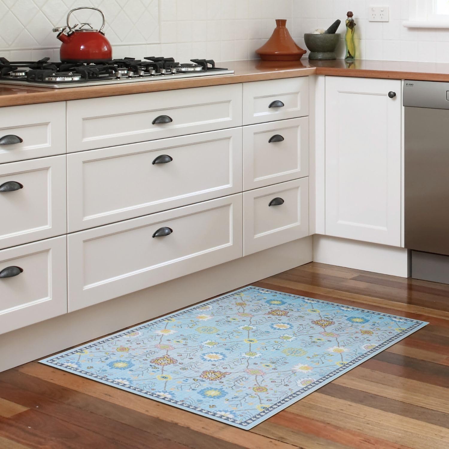 2×3 Area Rugs, Washable Floral Boho Rugs, Non Slip Low Pile Small Carpet, Ind…