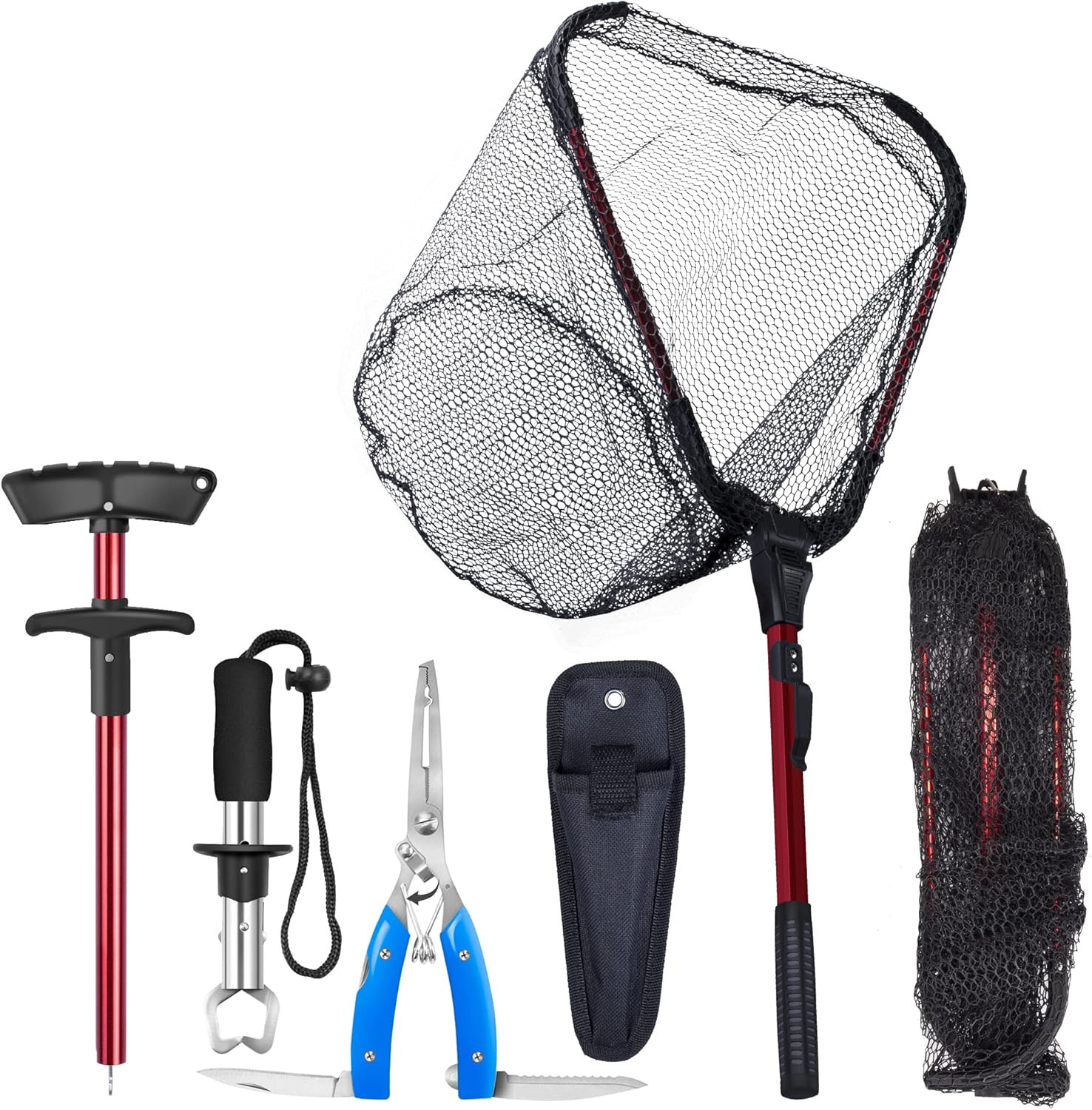 Kayak Landing Net, Foldable Landing Net Fishing Tool Kit 4PCS with Pliers Fish G