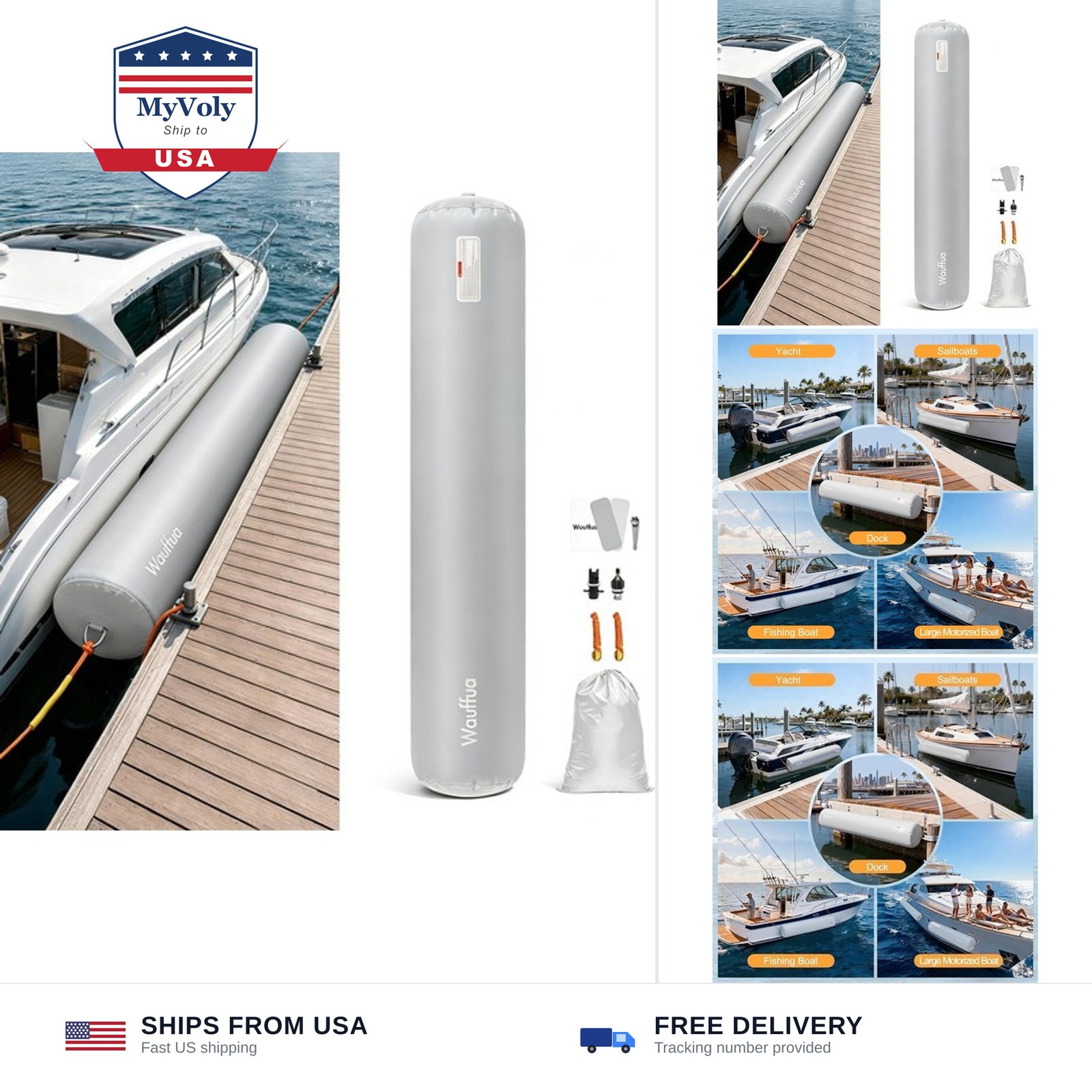 Boat Fenders for Docking, Full Protection Boat Bumpers for Docking with 2 Rop…