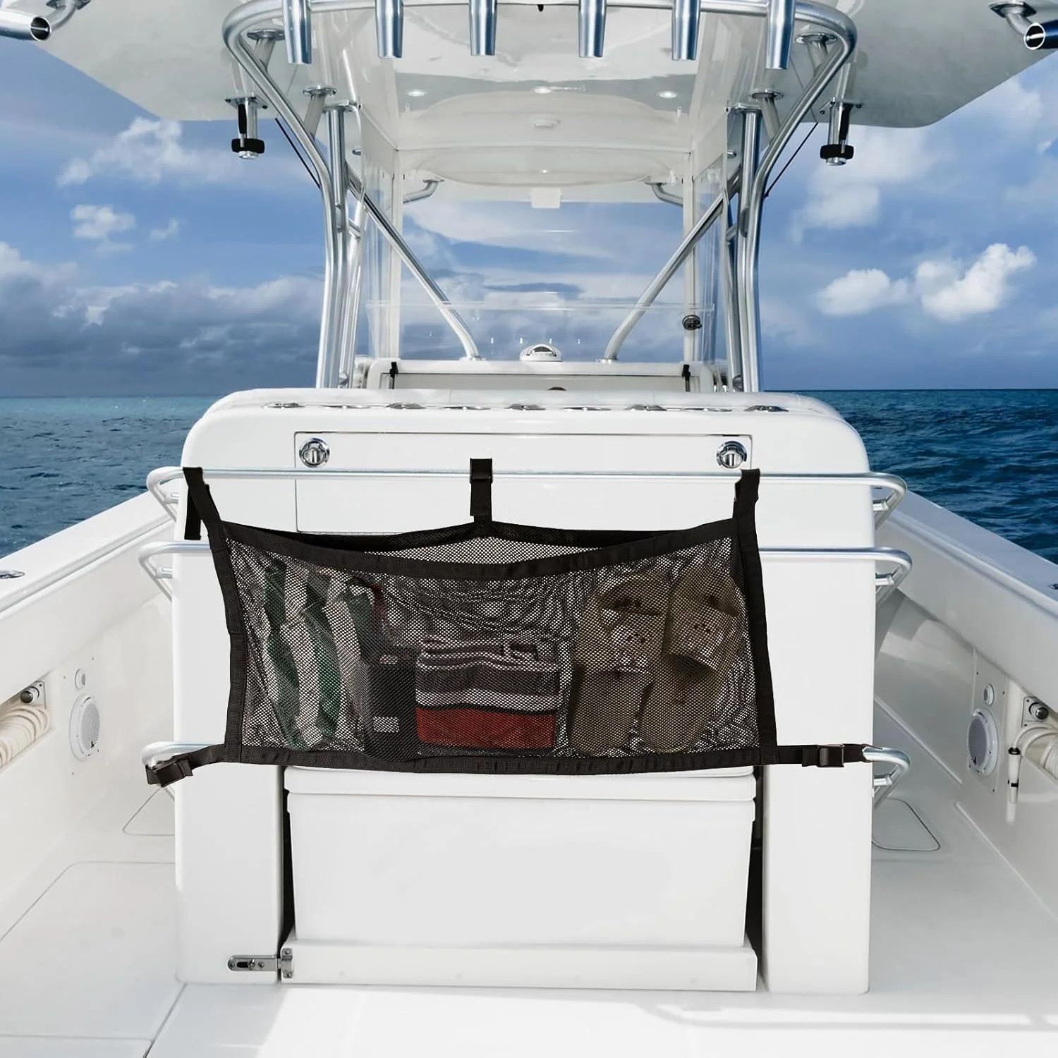 Boat Storage Bag with 3 Divisions Storage, Boat Life Jackets Bag, Mesh Suspended
