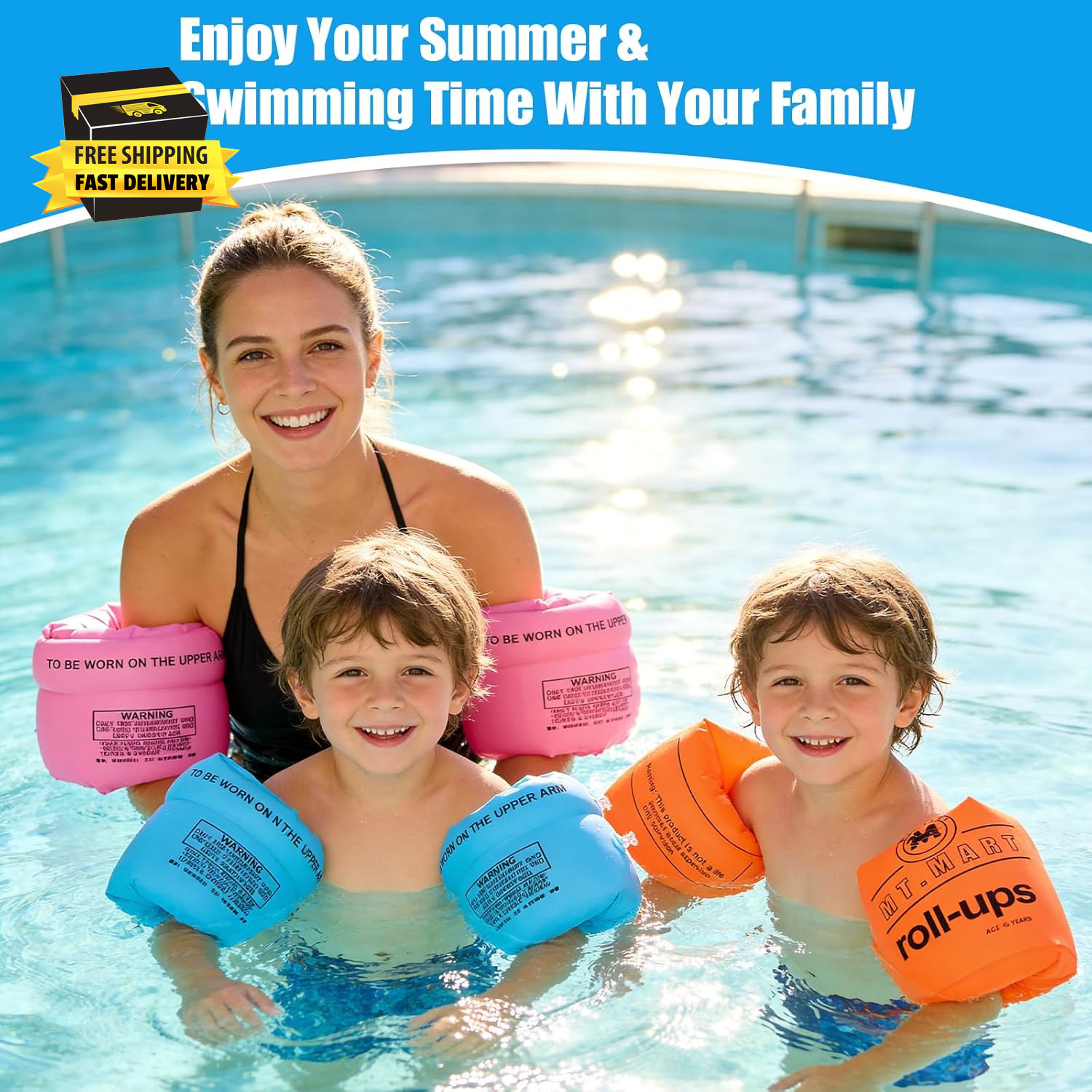 Inflatable Arm Floaties – Water Wings Swim Arm Bands Floatation Floaties, PVC Po