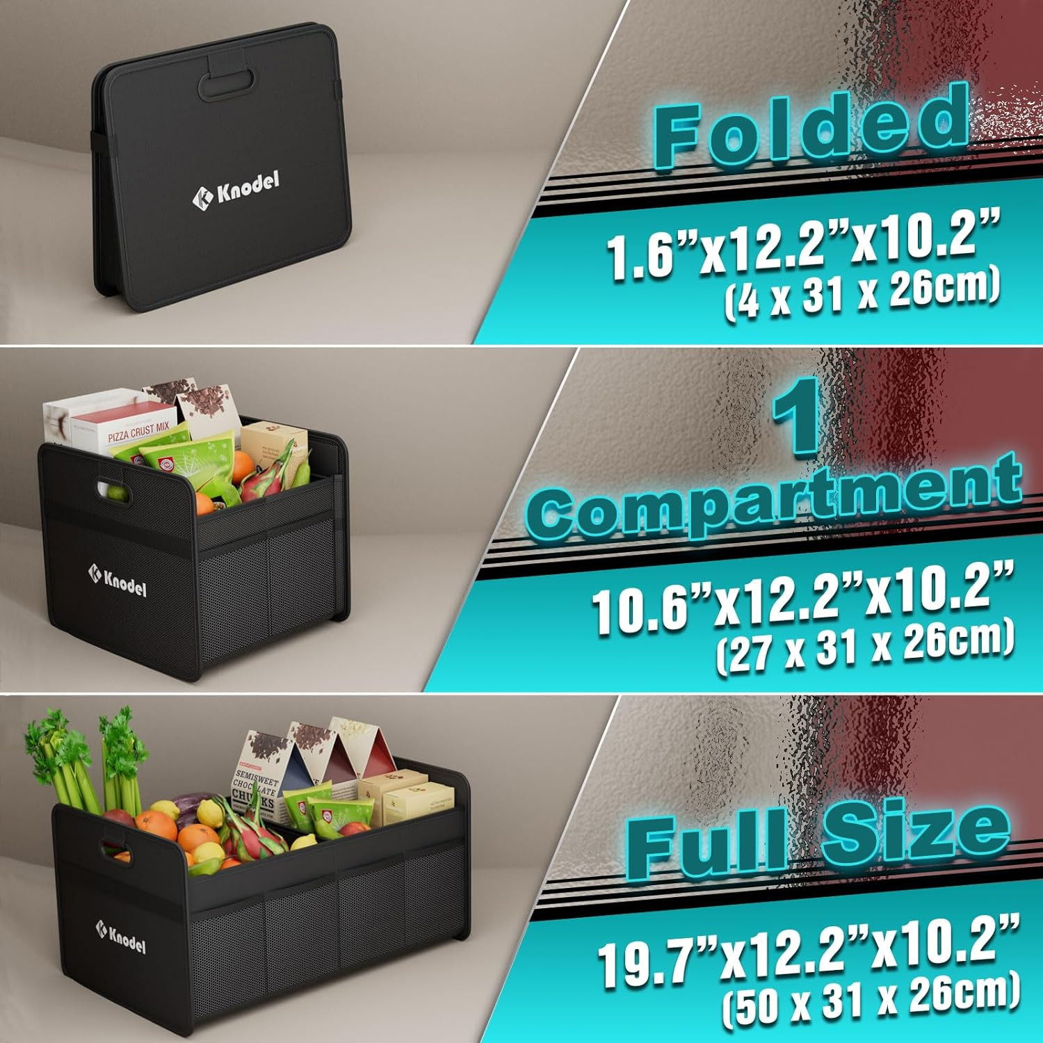 Foldable Car Trunk Organizer Black Storage Cargo Organizer W Handles Storage Bin