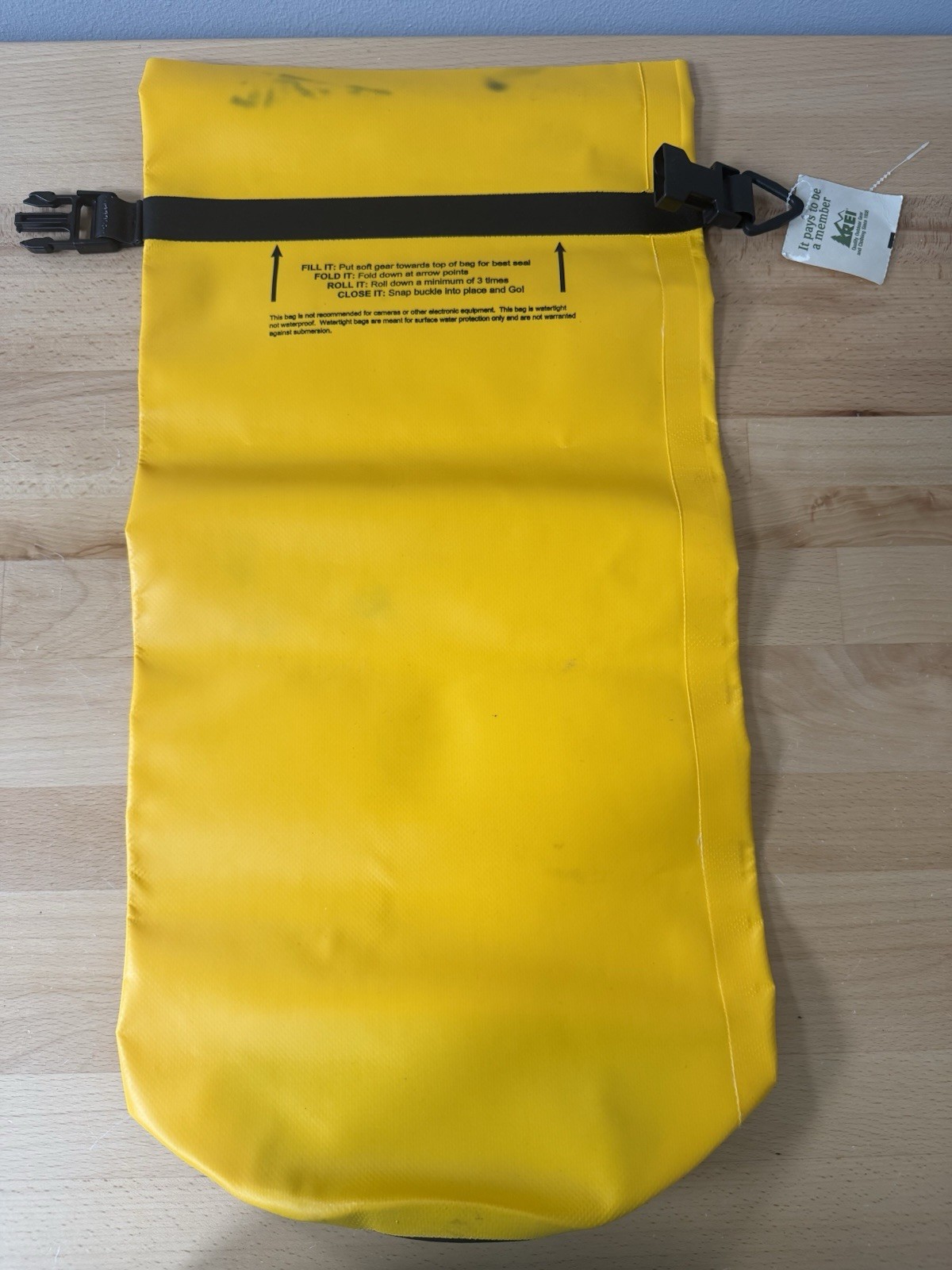 REI SUPERSACK Small Dry Bag 600 Cubic Inches 10L Bright Yellow NWT