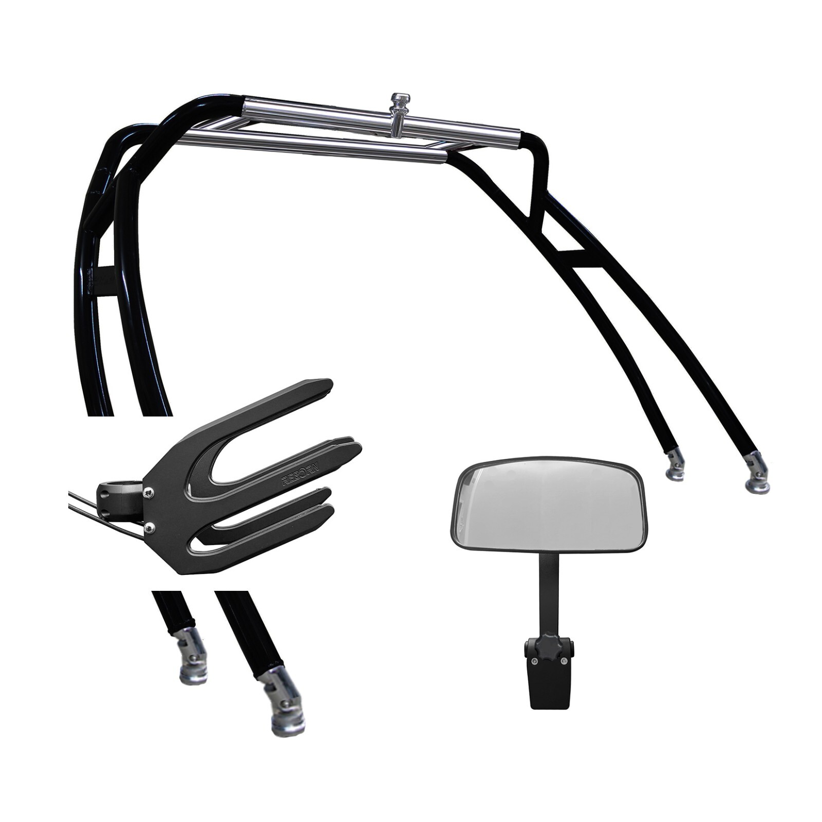 Reborn Launch Wakeboard Tower Matte Black +Wake/Surfboard Rack+Windshield Mirror