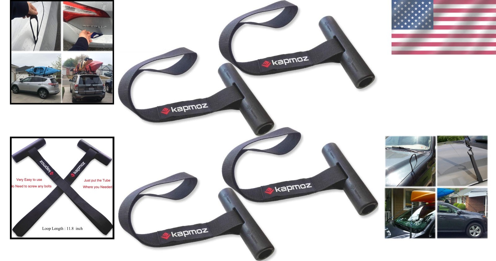 Heavy-Duty Kayak Tie Down Loops – 300 lbs Trunk Anchors for Secure Transport
