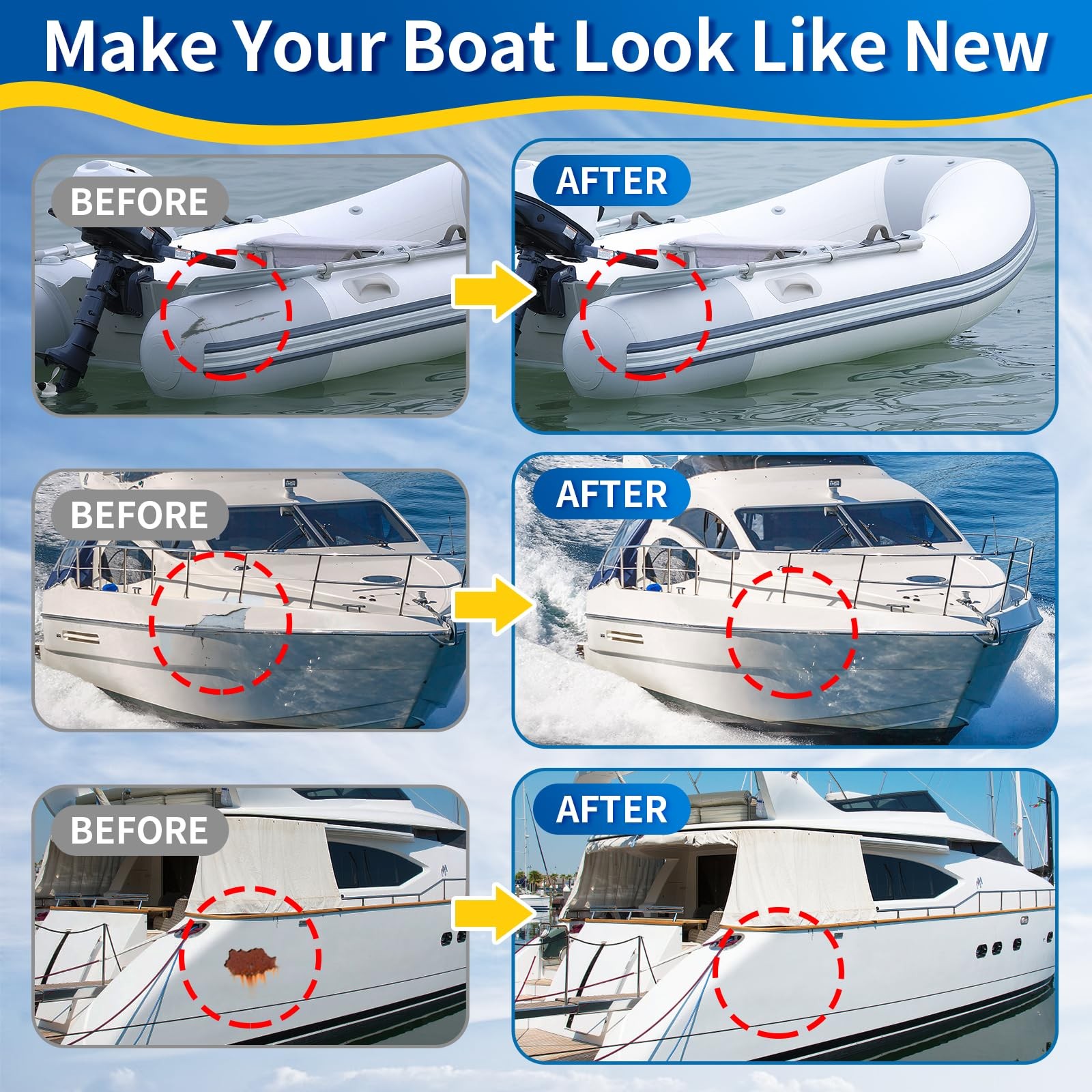 Quadence Fiberglass Boat Repair Kit, Marine Large, white