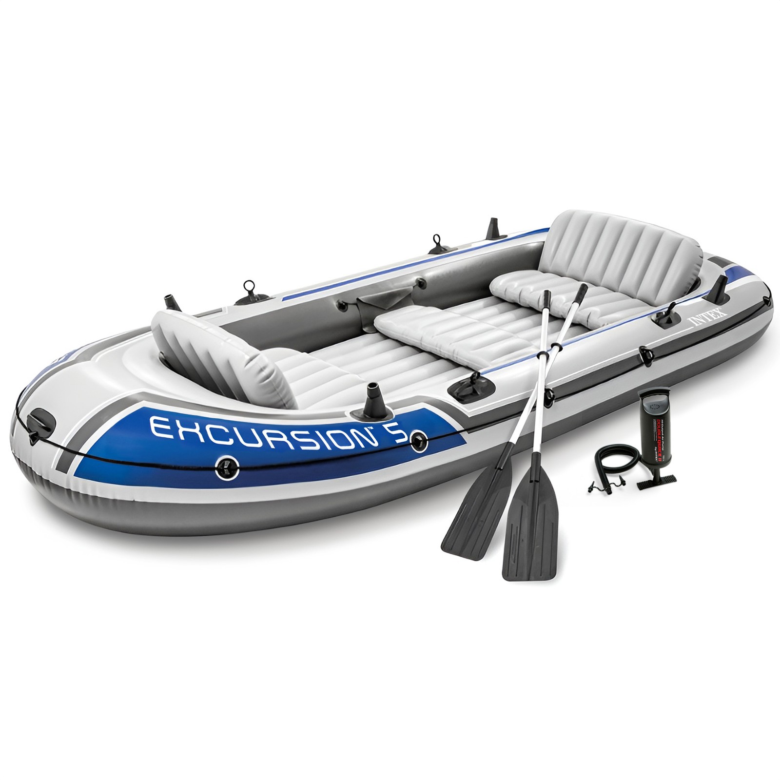 Intex 5 Person Inflatable Boat, Water Fishing River Raft Set w/Oars(Open Box)
