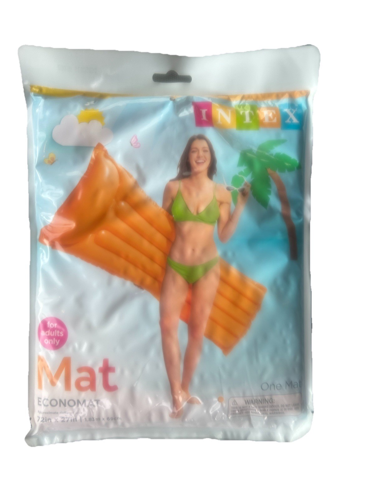 * New Intex Neon Frost Air Mat Neon orange 72in X 27in (For Adults Only) One Mat