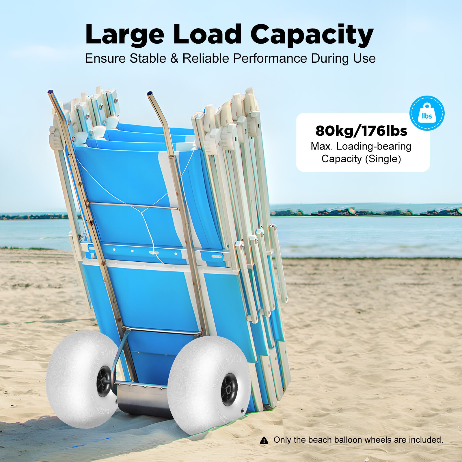 2 Pack Replacement Balloon Wheels Beach Sand Tires Balloon Wheels 16″