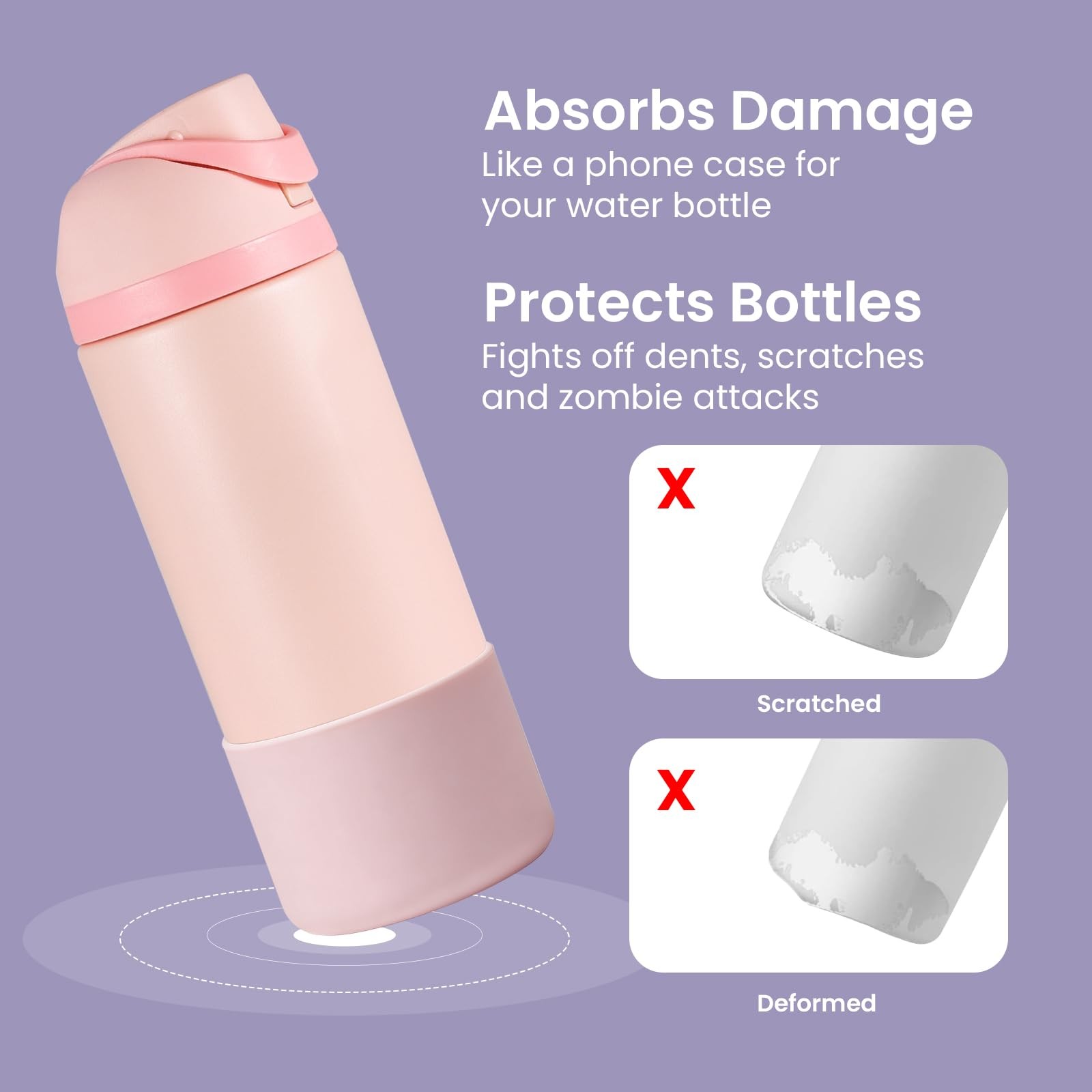 2PCS Silicone Water Bottle Boot for Owala – Noise-Free, 24 Ounces, White