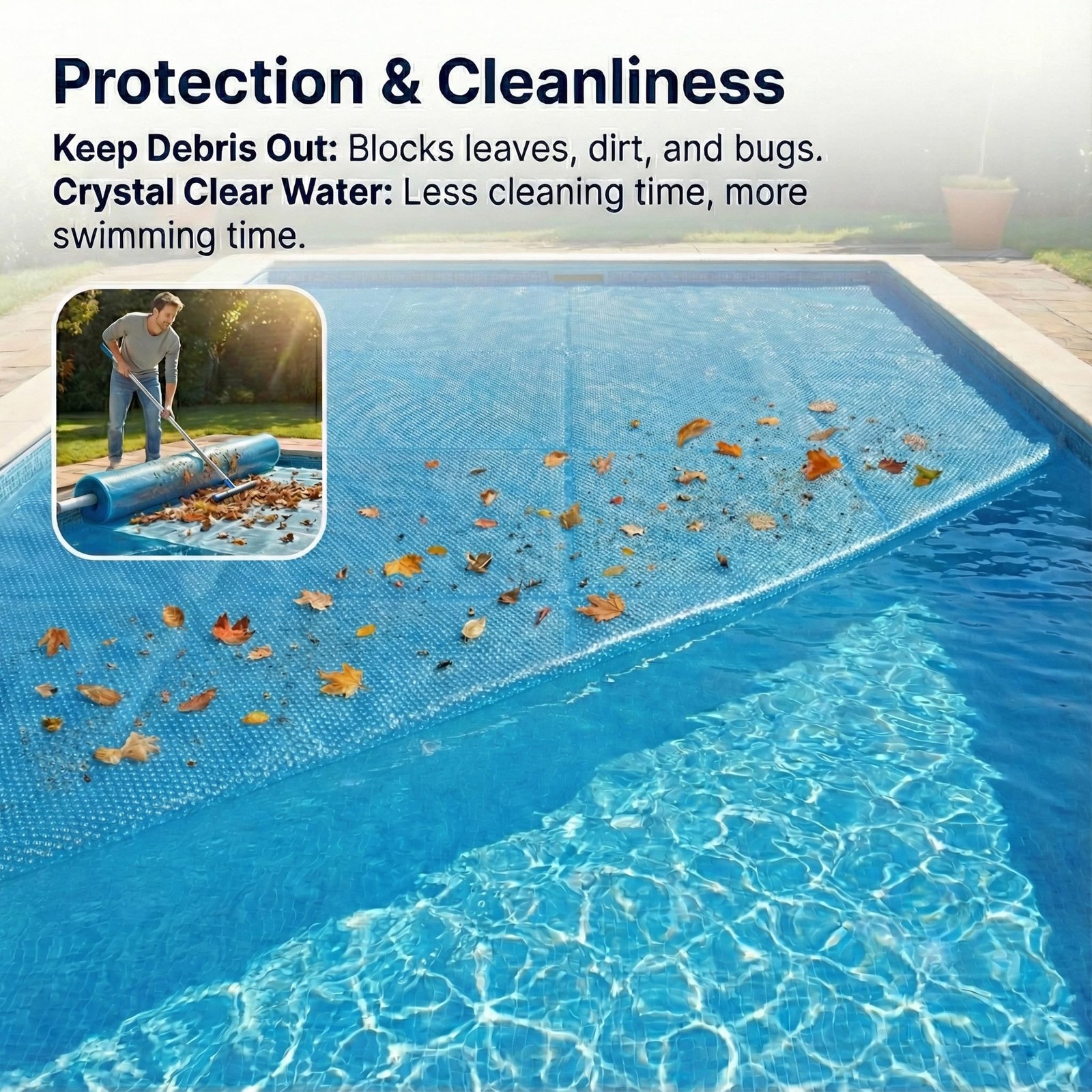 Solar Pool Cover 16mil,12 * 24ft for inground Pools and Above Ground Pools,Th…