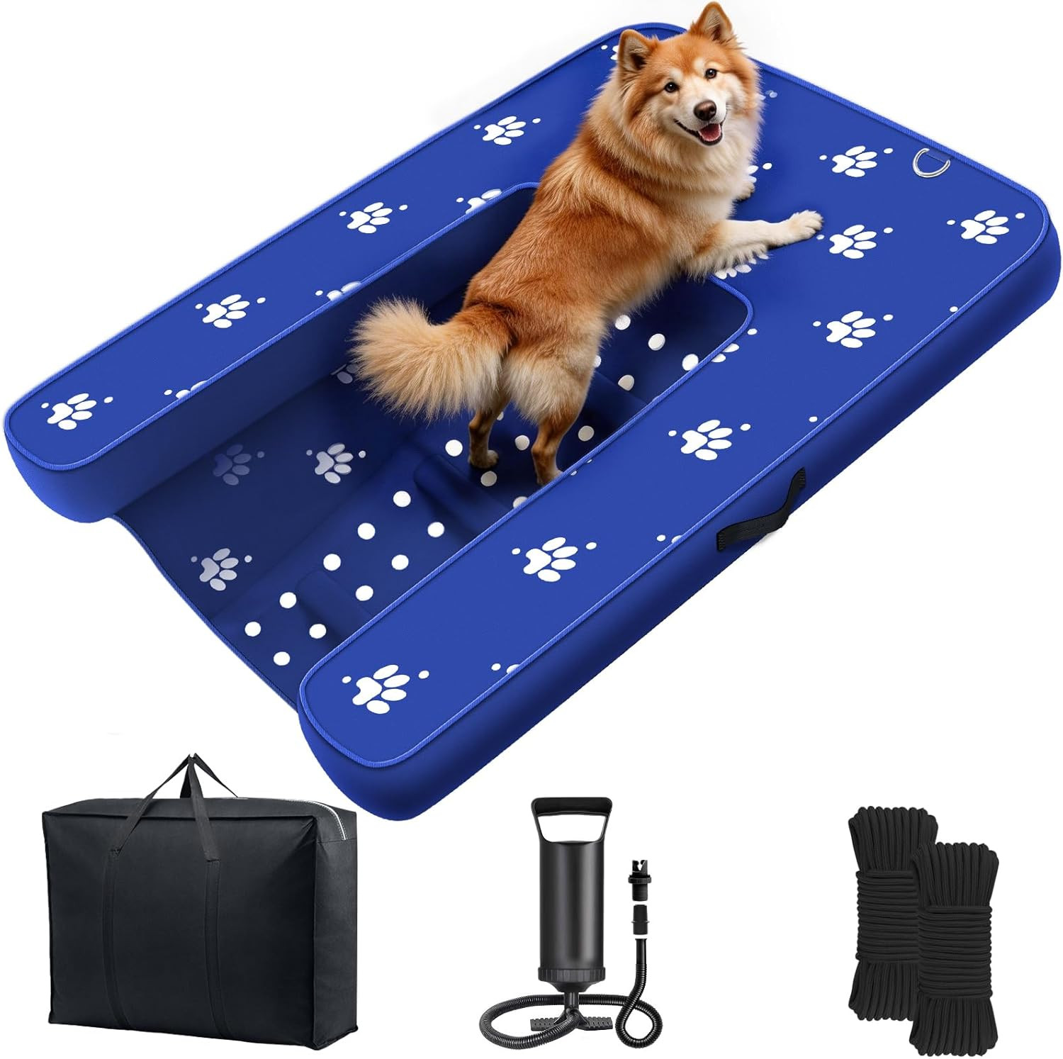 Inflatable Dock Platform, Dog Boat Ramp Floating Non-Slip Oxford and PVC with La