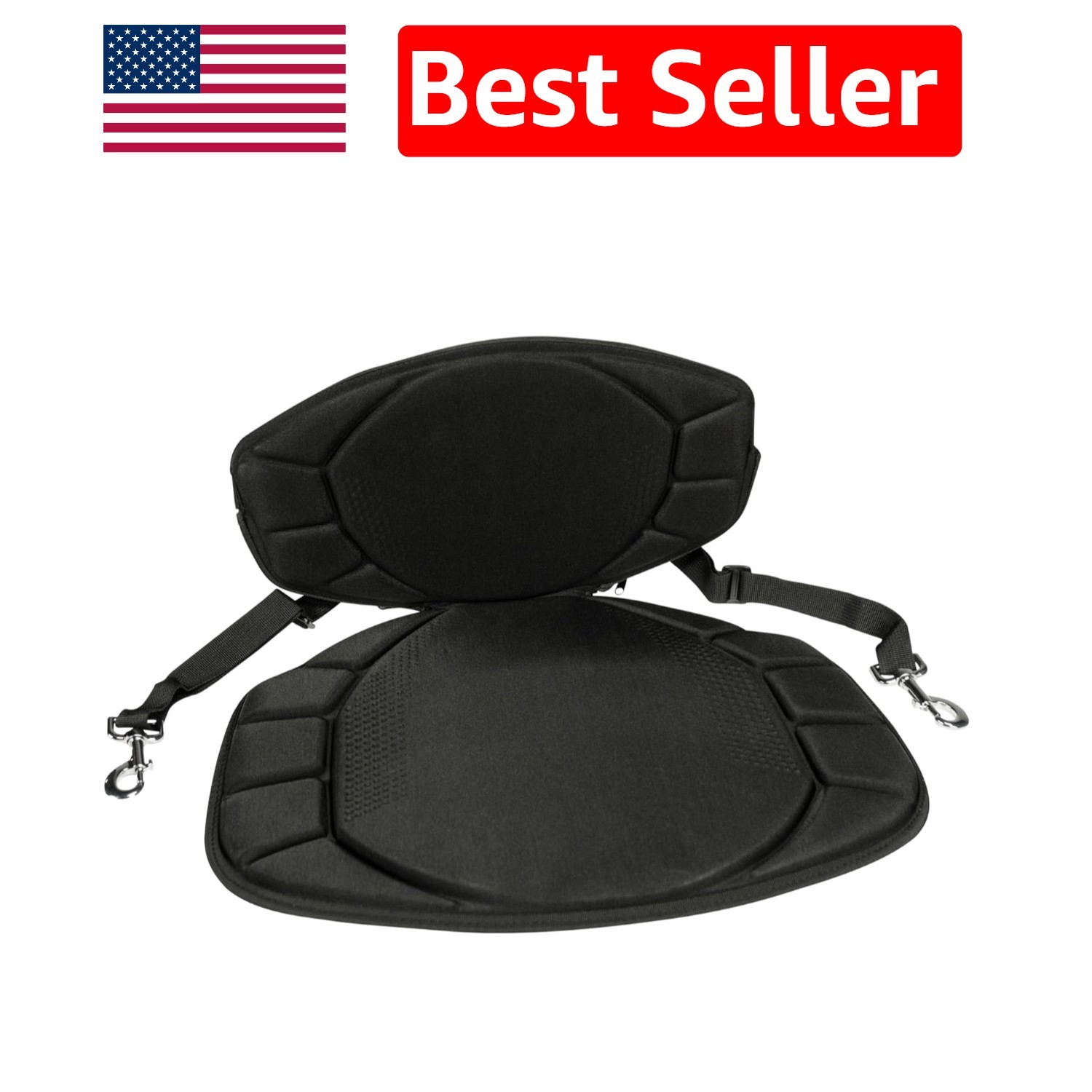 Durable Nylon Kayak Seat with Water Repellent Cushion for Adults, Black