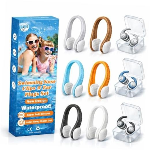 Swimming Nose Clip Ear 1 pair (Pack of 9) Adults (Ages 12+)gray+blue+black