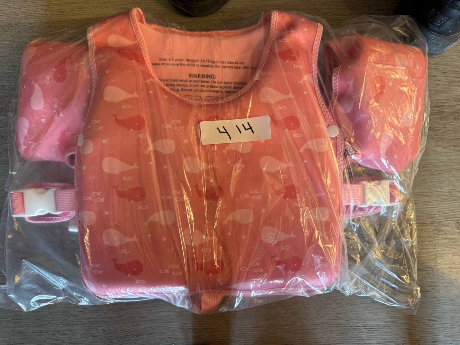 SunnyLife Kids Swim Vest 2-3 Years Pink Whale Print Float Summer Swimming