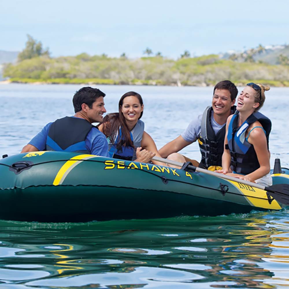 INTEX Seahawk 4 Inflatable Rafting/Fishing Boat Set (Open Box)