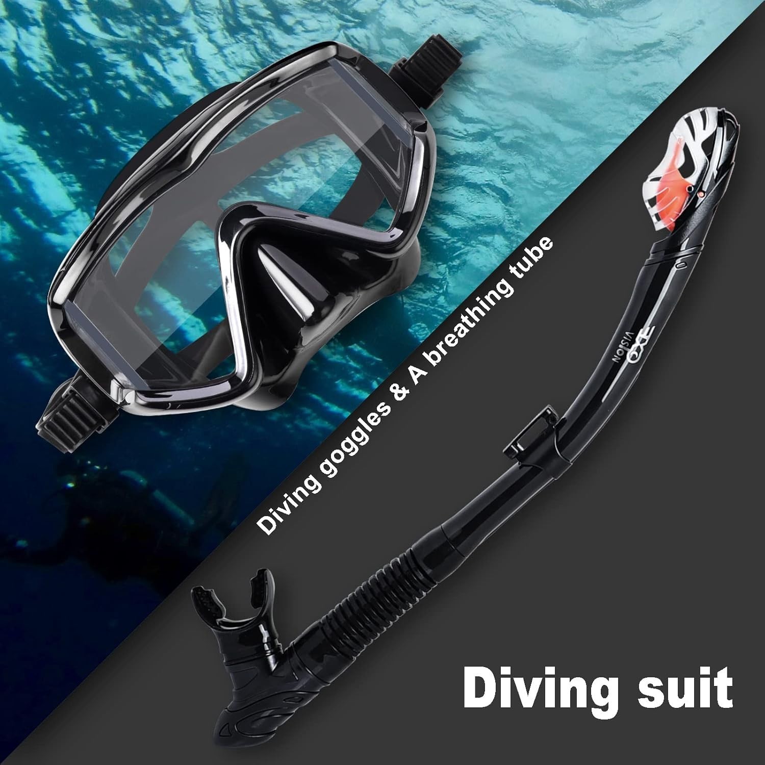 Snorkel Set Pano 3 Window Adult Snorkeling Gear, Professional Snorkel Goggles…