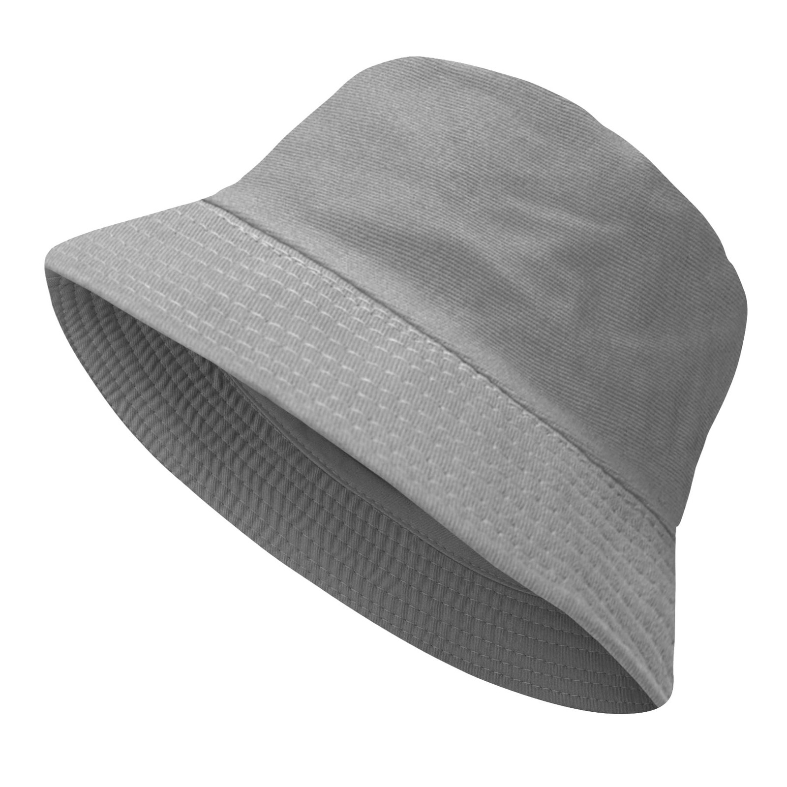 PFFY Bucket Hat for Women Men Cotton Summer Sun Beach Fishing Cap Pure Grey