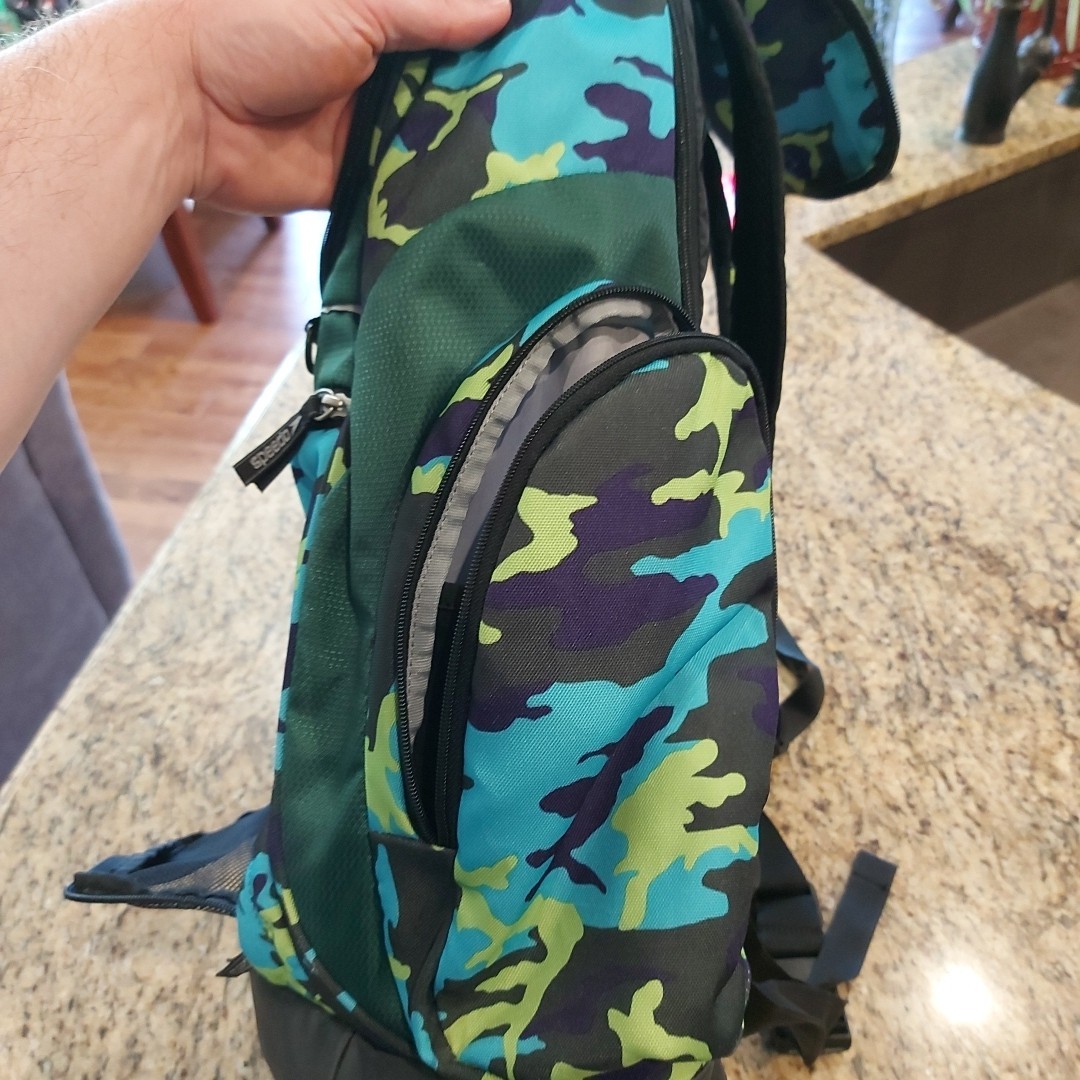 Speedo Teamster 35L Swim Backpack Aqua Lime Camo Swimming Water Pool Sports Bag