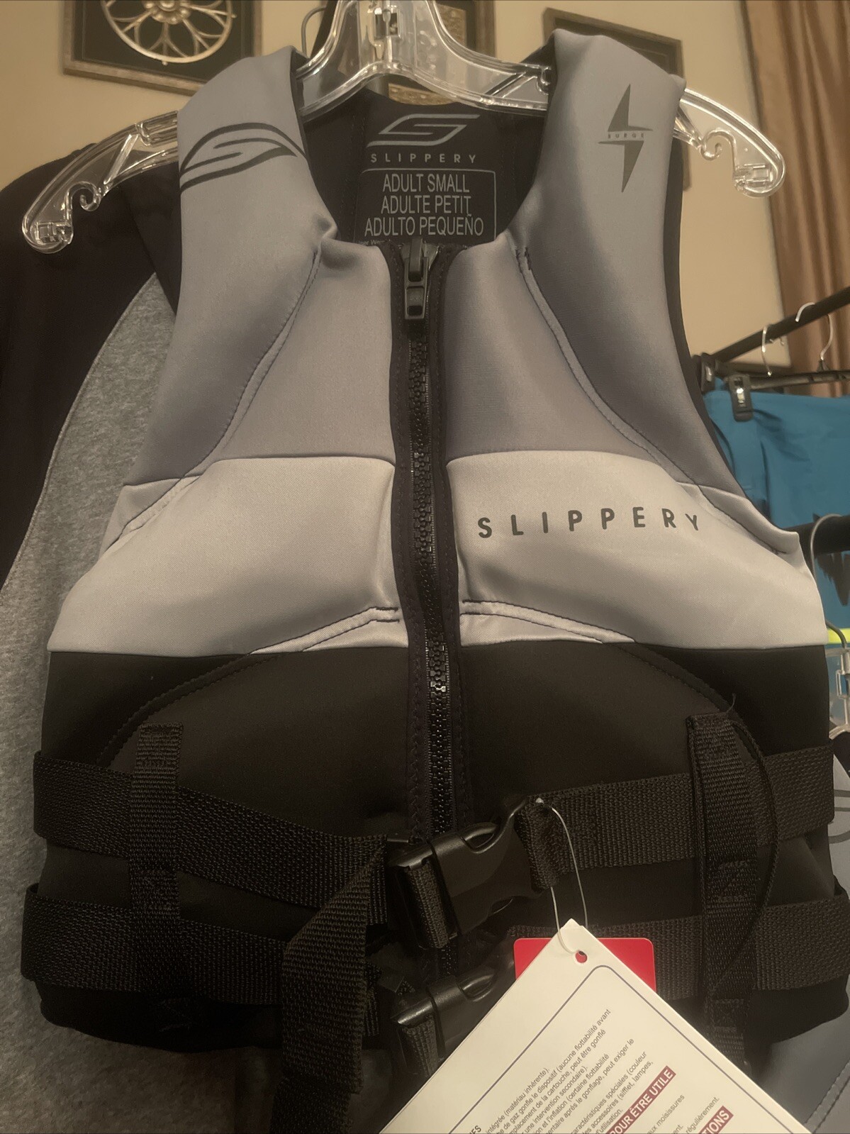 Slippery Surge Neo Life Vest Jacket Black Charcoal Adult Small PFD Jet Ski Water