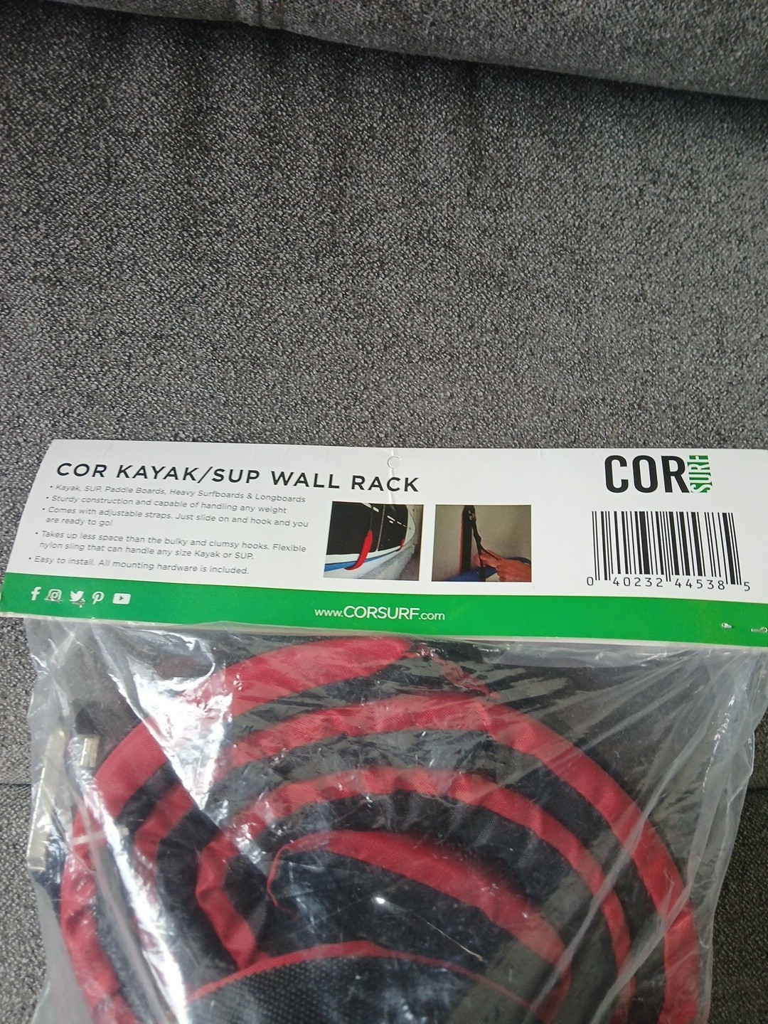 COR Surf Kayak or Paddleboard Heavy-Duty Padded Wall Storage Sling | Rack Mount