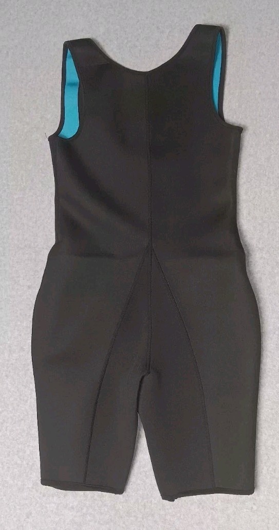 Wet Suit Workout Outfit Womens Size Small Black And Blue Sleeveless Body Fitting