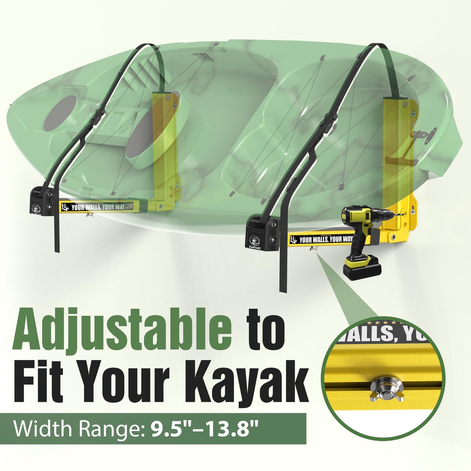 GanFindX Kayak Wall Rack Foldable Storage Hanger for Kayaks