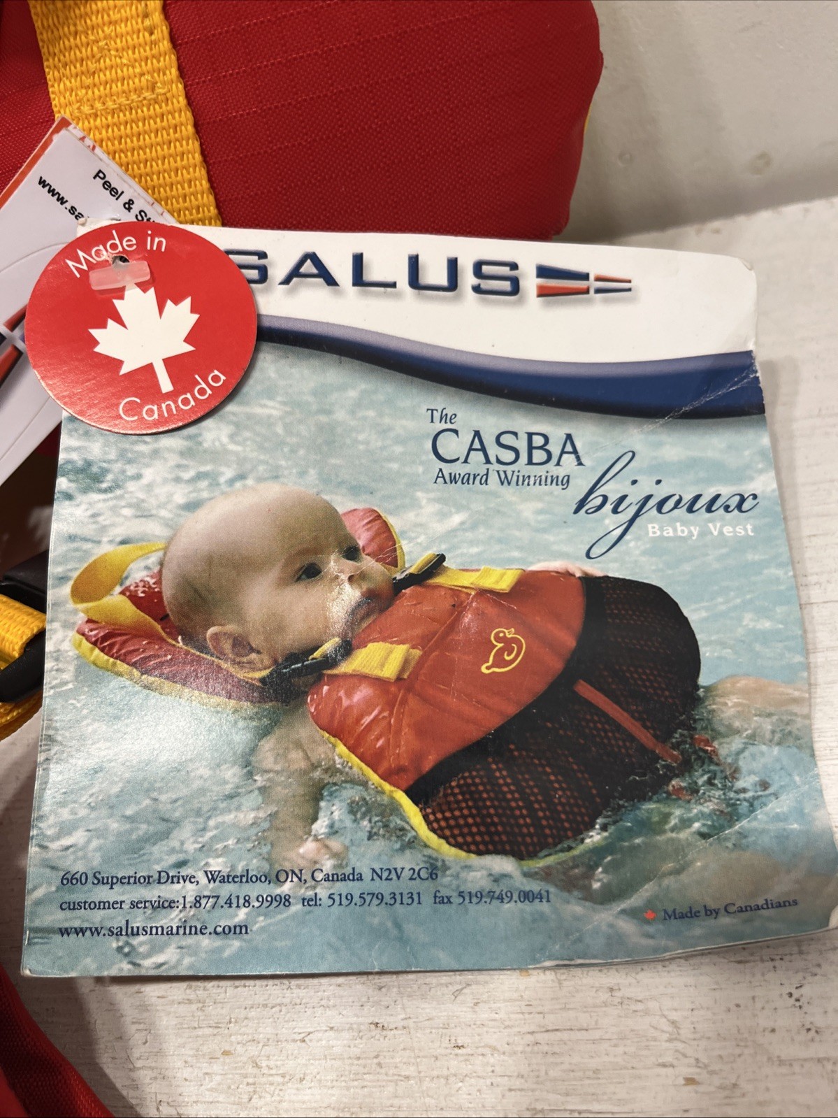 NWT Salus Bijoux Baby Vest Flotation Jacket for Infants 9-25 pounds Red/Yellow