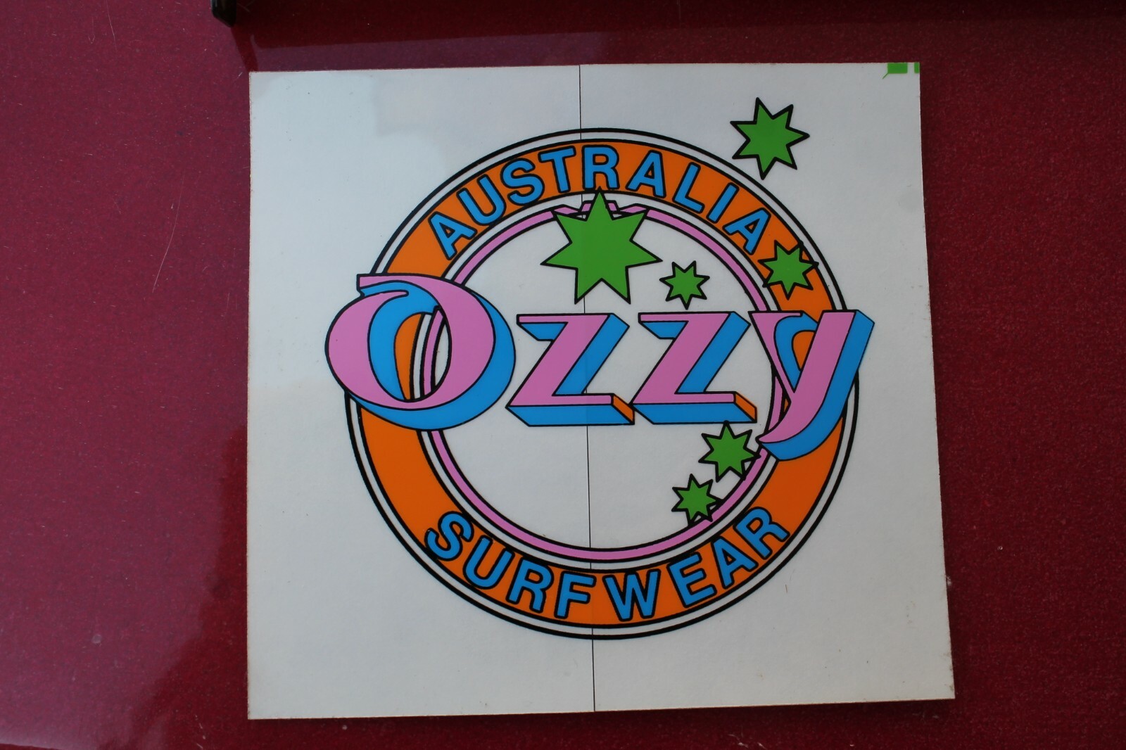 OZZY AUSTRALIA Neon Orange Pink 80’s Clothing Surf Clear Vintage Surfing STICKER