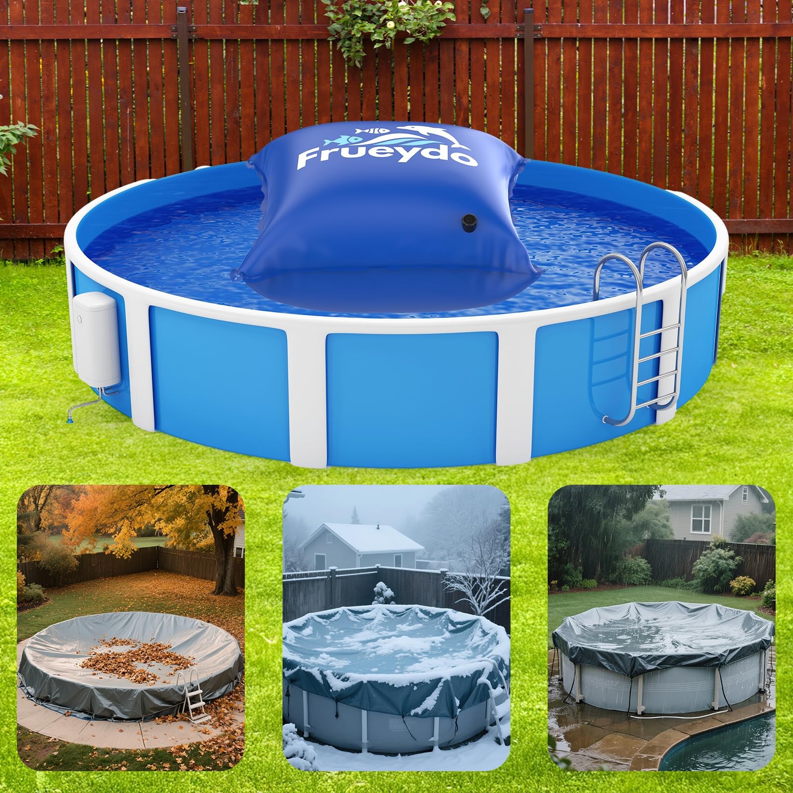 Inflatable Pool Pillow for Above Ground Pool 4×4 Ft – Heavy Duty Air Pillow f…