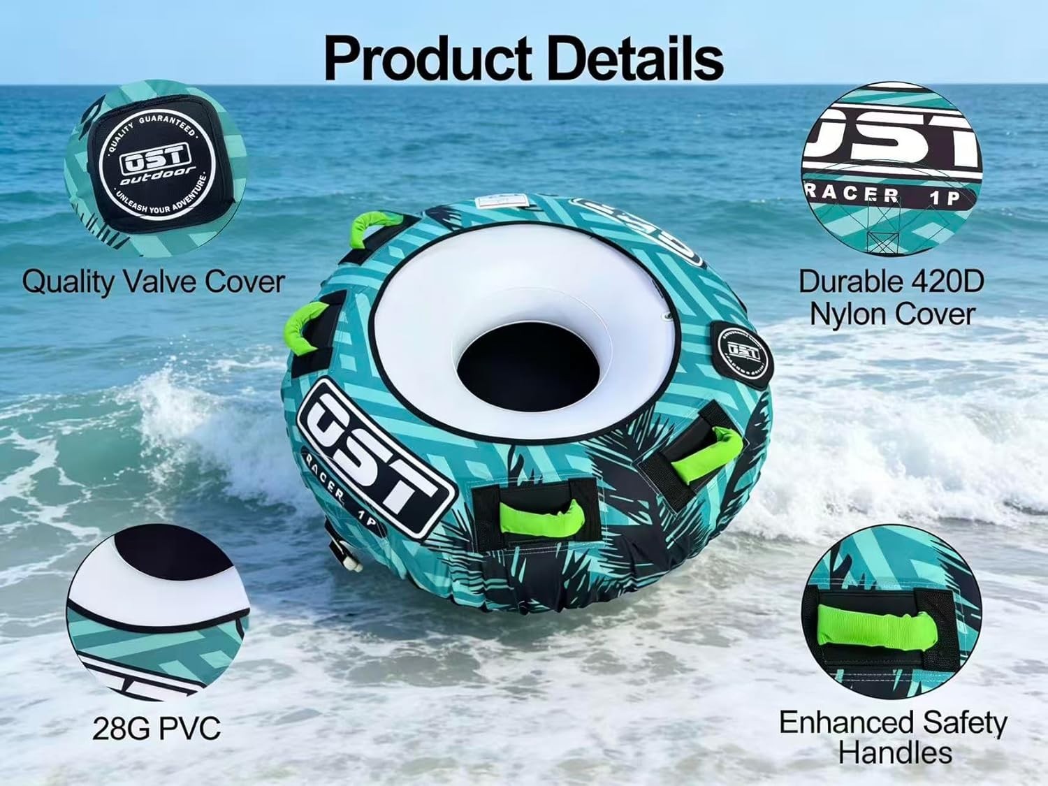 Durable Racer 1P Towable Tube for Adults & Teens – Quick Connect & Secure Grip