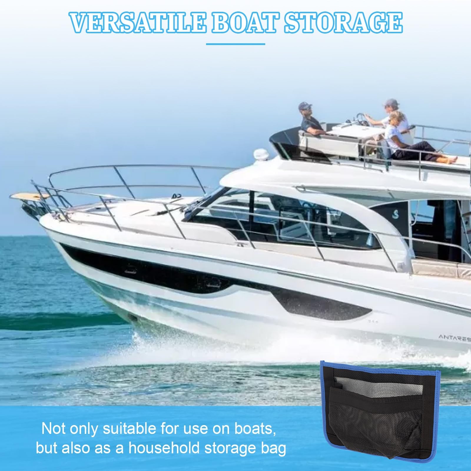 10″x7″ Self-Adhesive Storage Mesh Bags, Boat Storage Organizer Mesh Bag with …