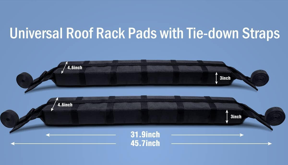 WOOWAVE Kayak Roof Rack Pads Universal Car Soft Roof Rack Carrier