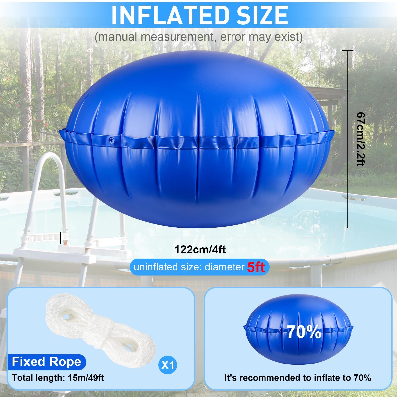 5′ x 5′ Pool Pillows for Above Ground Pools, Ultra-Thick Cold-Resistant Pool …
