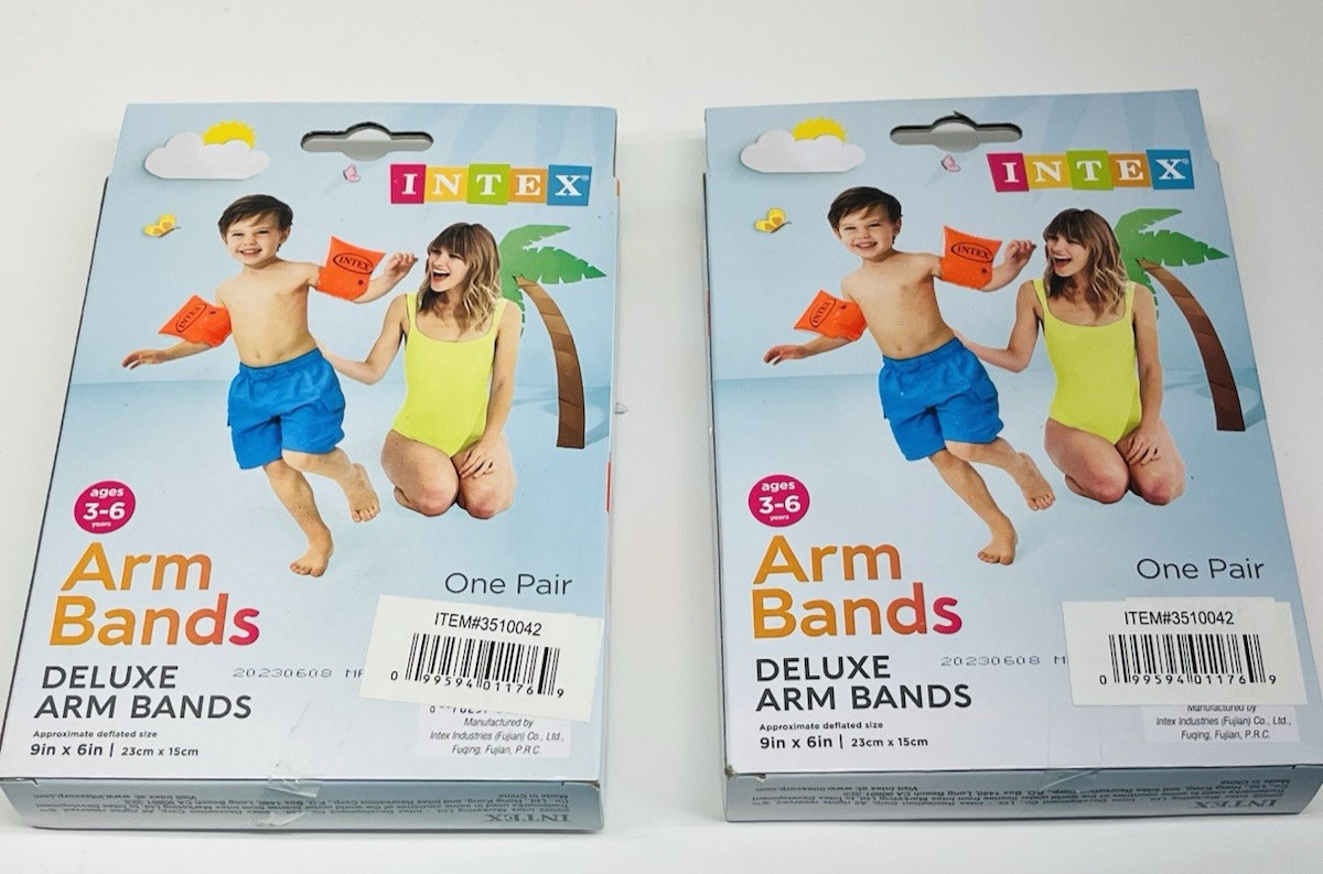 Intex Deluxe Kids Large Inflatable Swimming Arm Bands Age 6 – 12 years Lot of 2