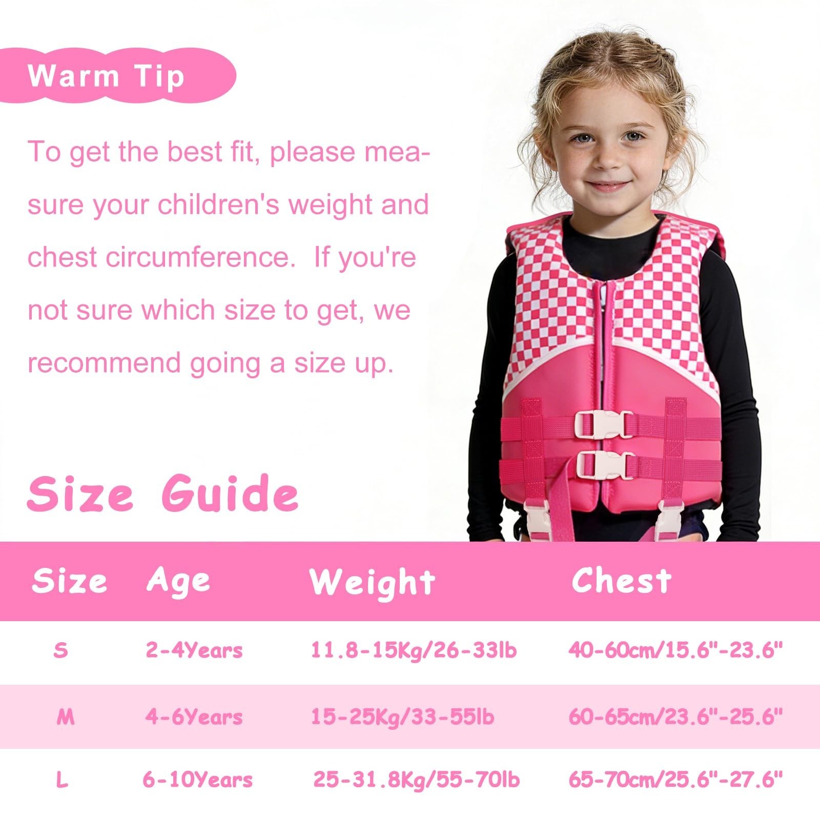 Chriffer Kids Swim Vest for 20-70 Pounds Boys and Girls, Easy On/Off Zipper, …