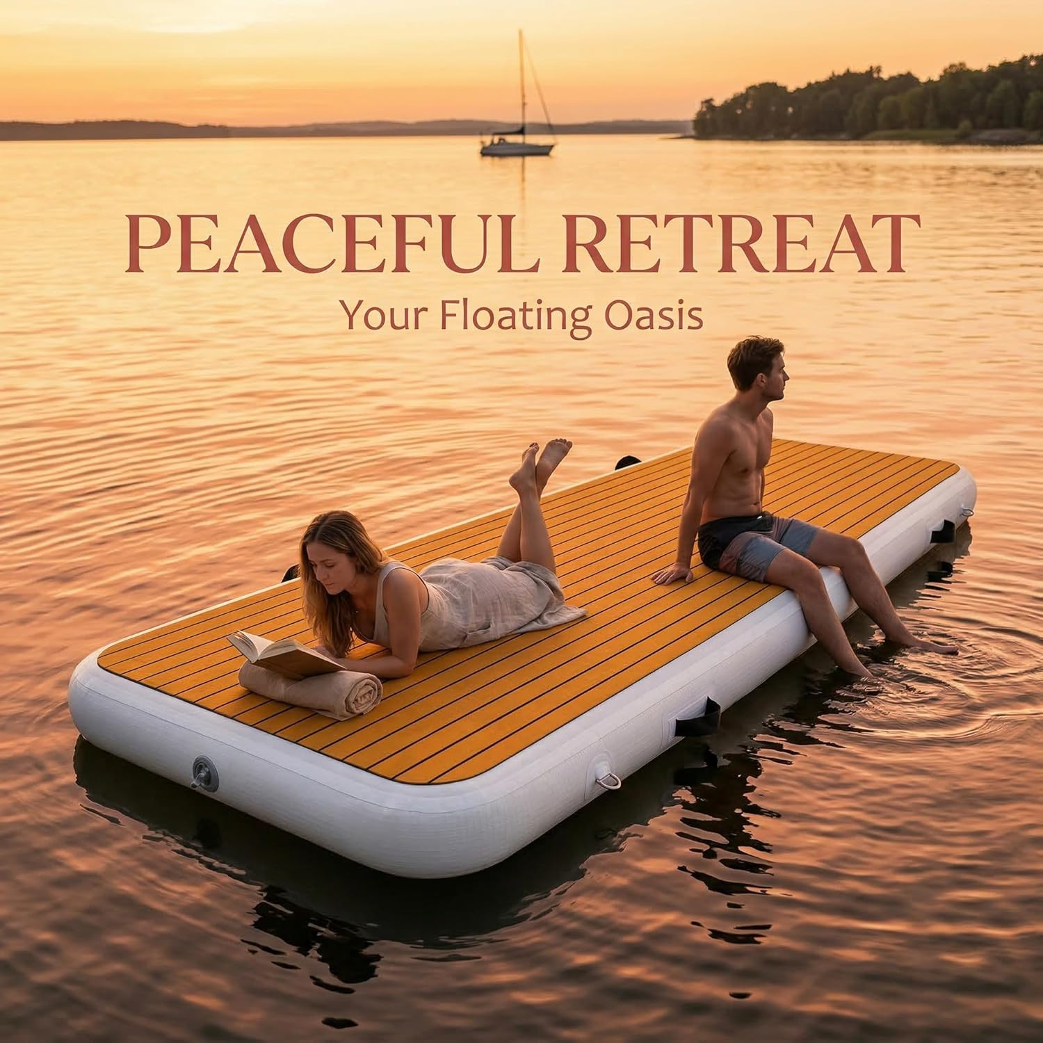 Inflatable Dock Platform 9’10” x 3’3″ – Non-Slip EVA for Boats & Water Fun