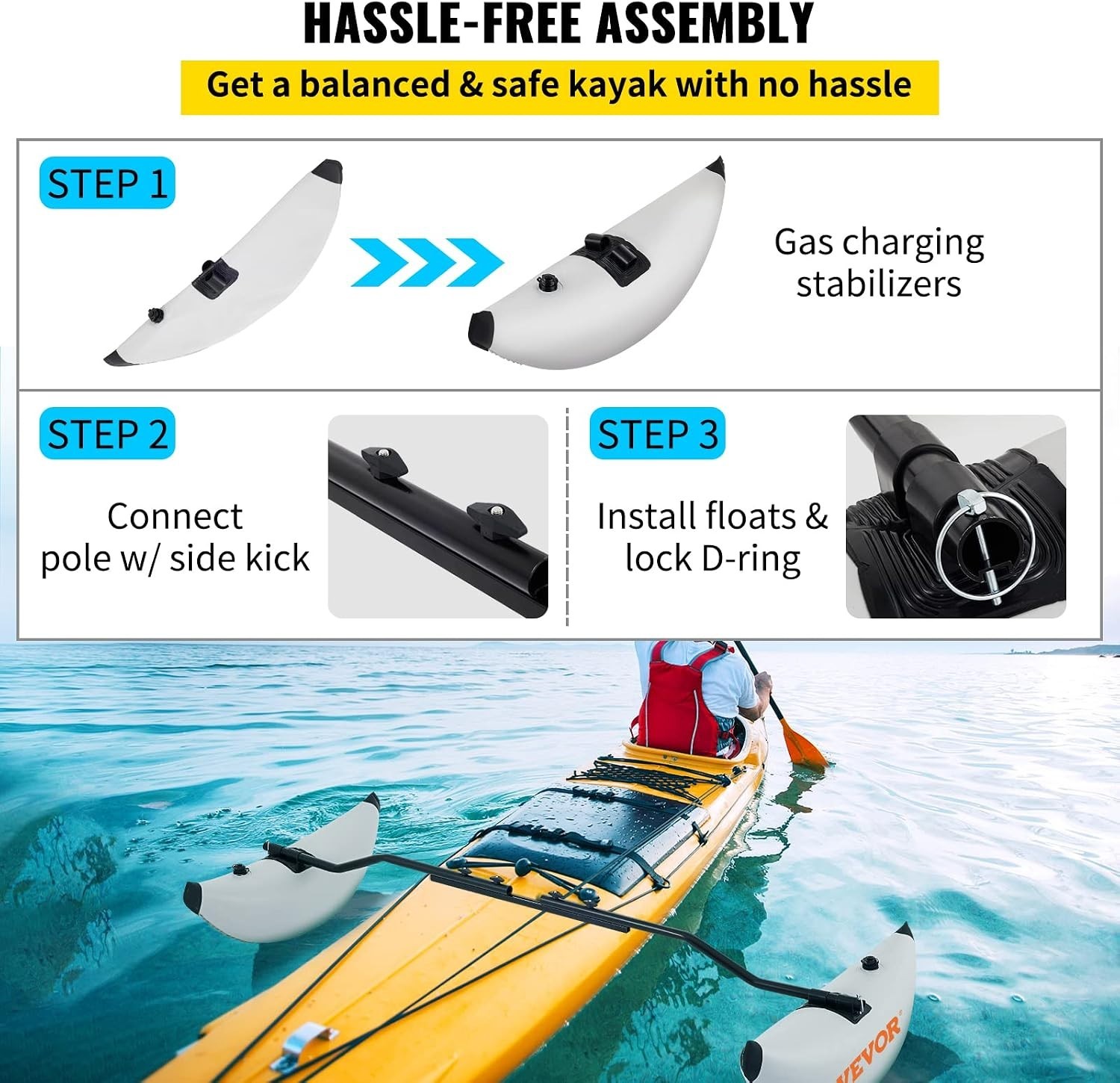 Professional PVC Kayak Stabilizer Kit – 2 PCS Adjustable for Optimal Stability