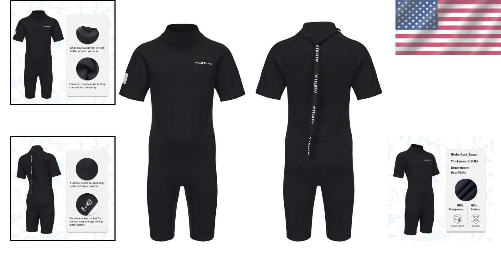 Flexible 3mm Youth Wetsuit – Comfort & Safety for Diving, Surfing & Swimming